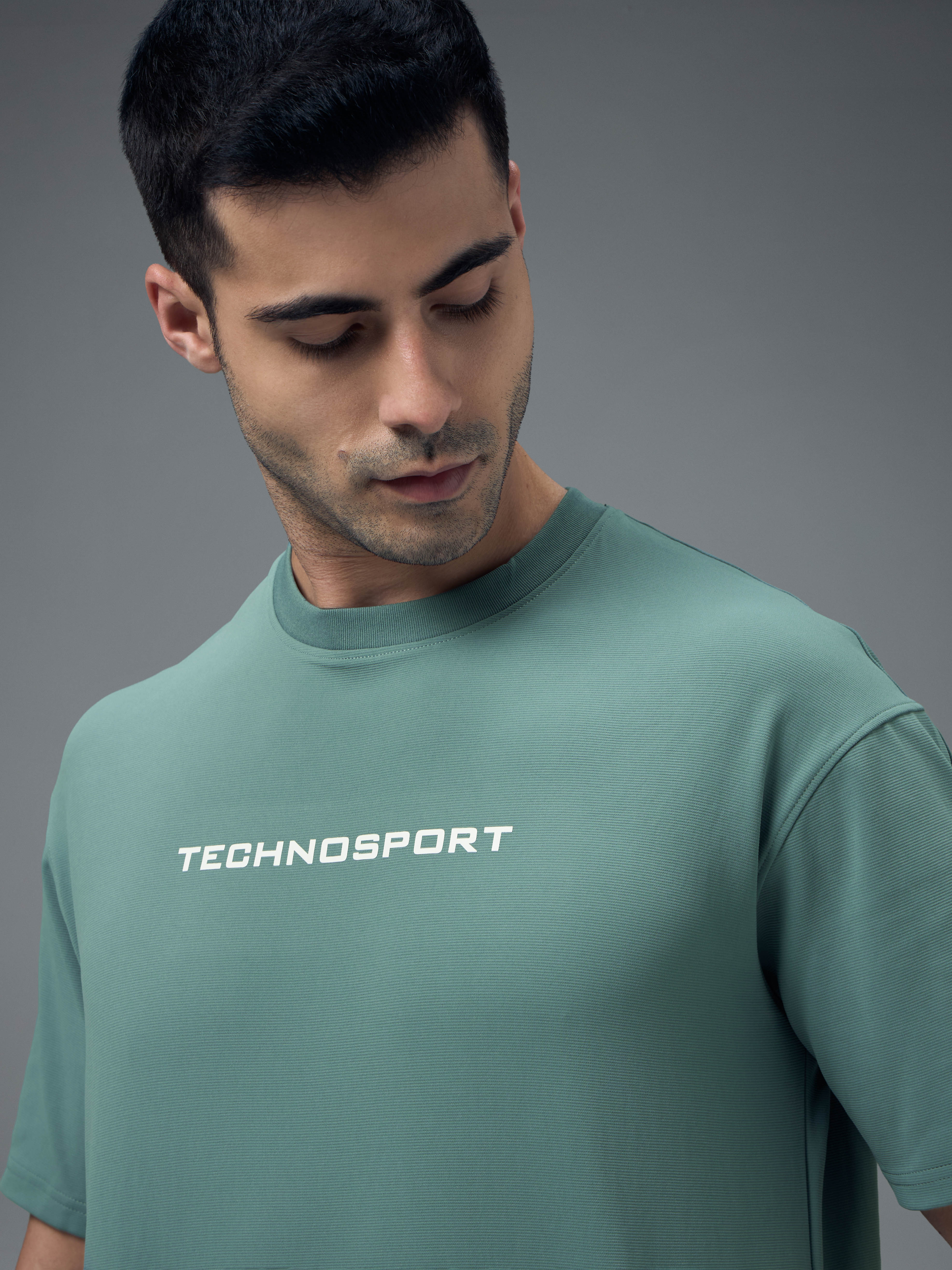 Men Printed Oversized Round Neck Sports T-shirt with ELASTO PLUS - Image 6