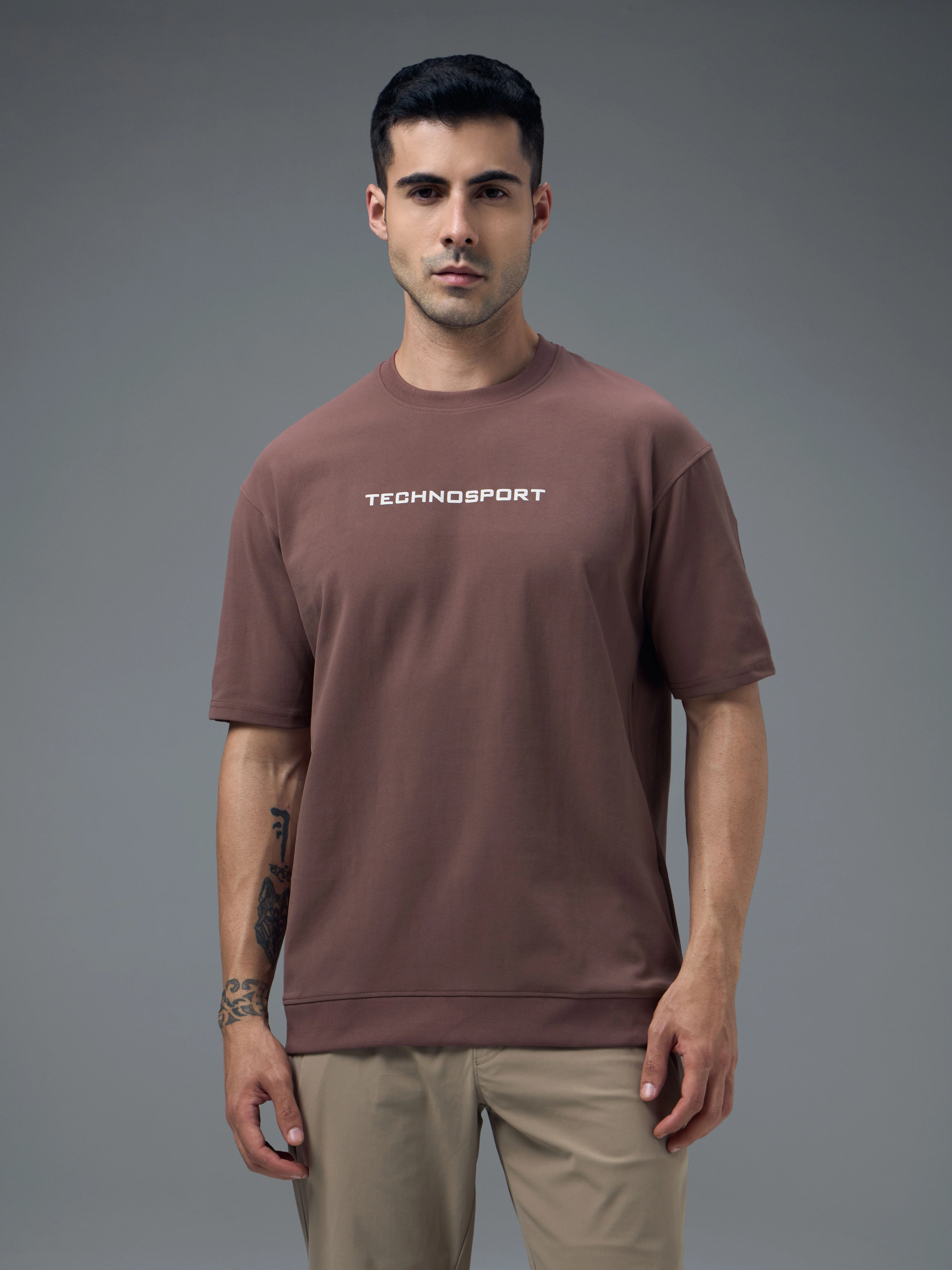 Men Printed Oversized Round Neck Sports T-shirt with ELASTO PLUS - Image 2