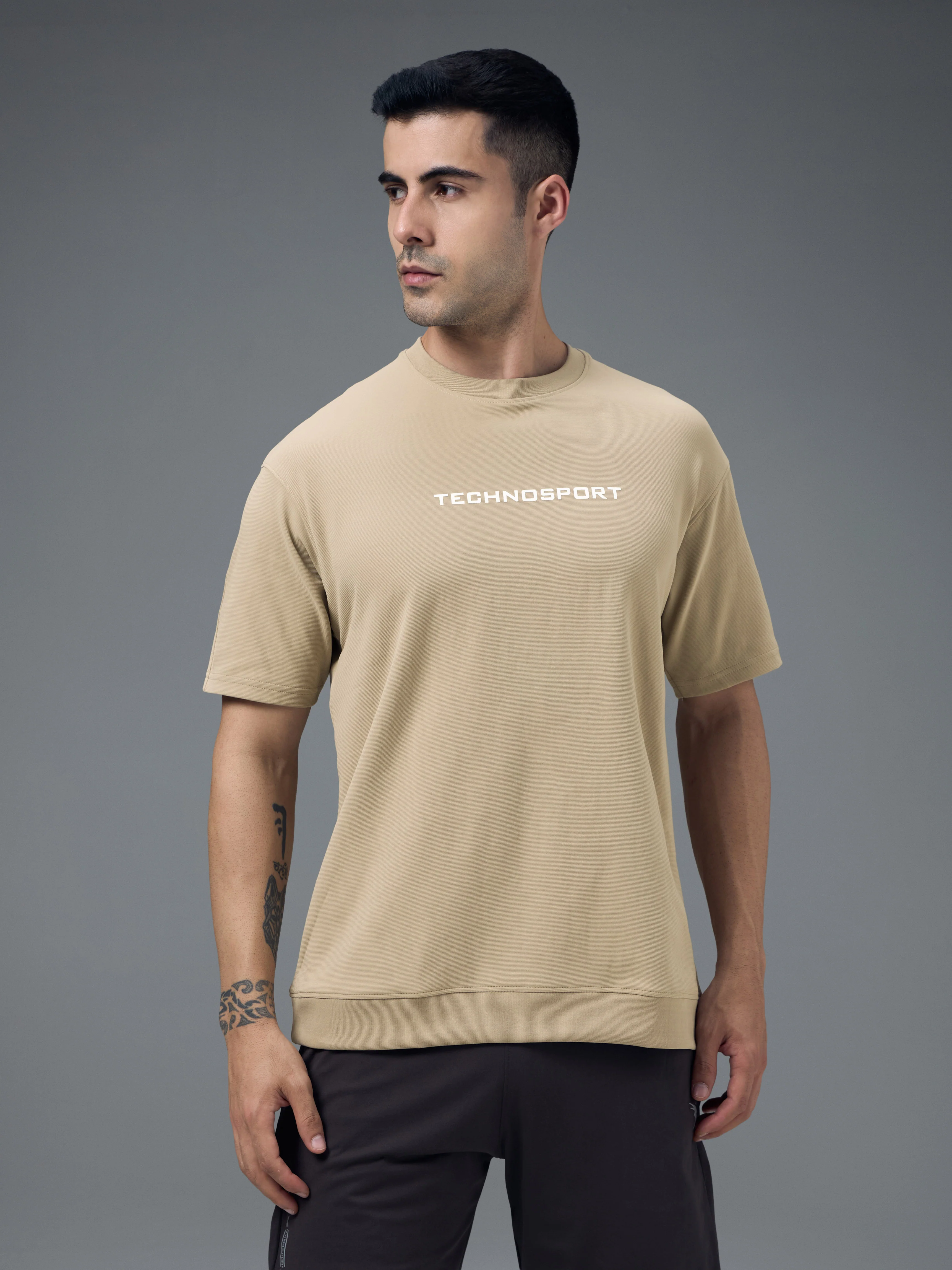 Men Printed Oversized Round Neck Sports T-shirt with ELASTO PLUS - Image 2
