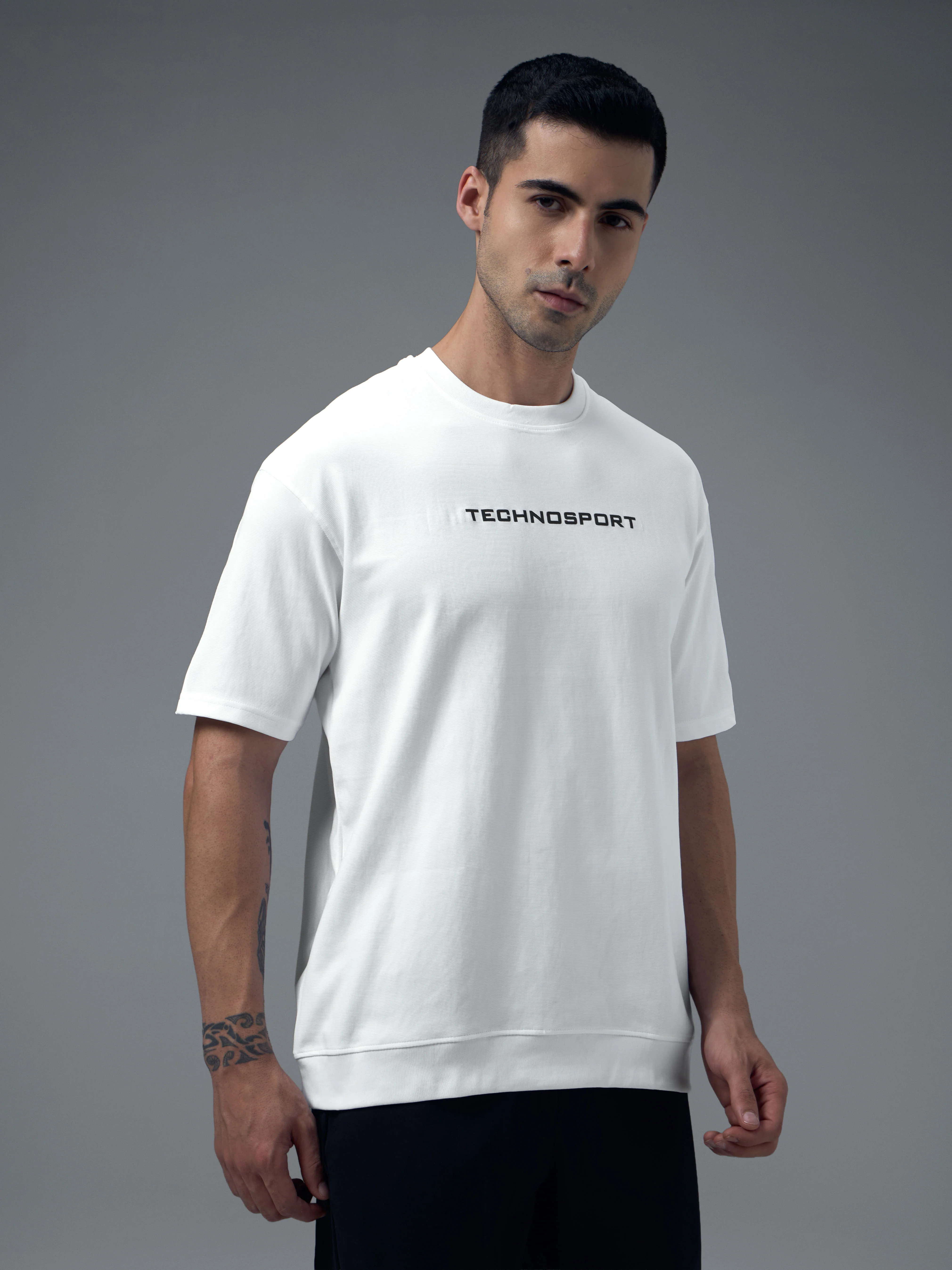 Men Printed Oversized Round Neck Sports T-shirt with ELASTO PLUS - Image 4