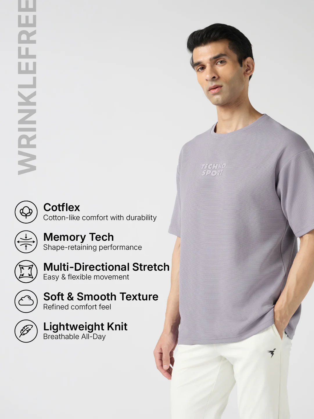 Men Printed Oversized Round Neck T-shirt with COTFLEX - Image 4