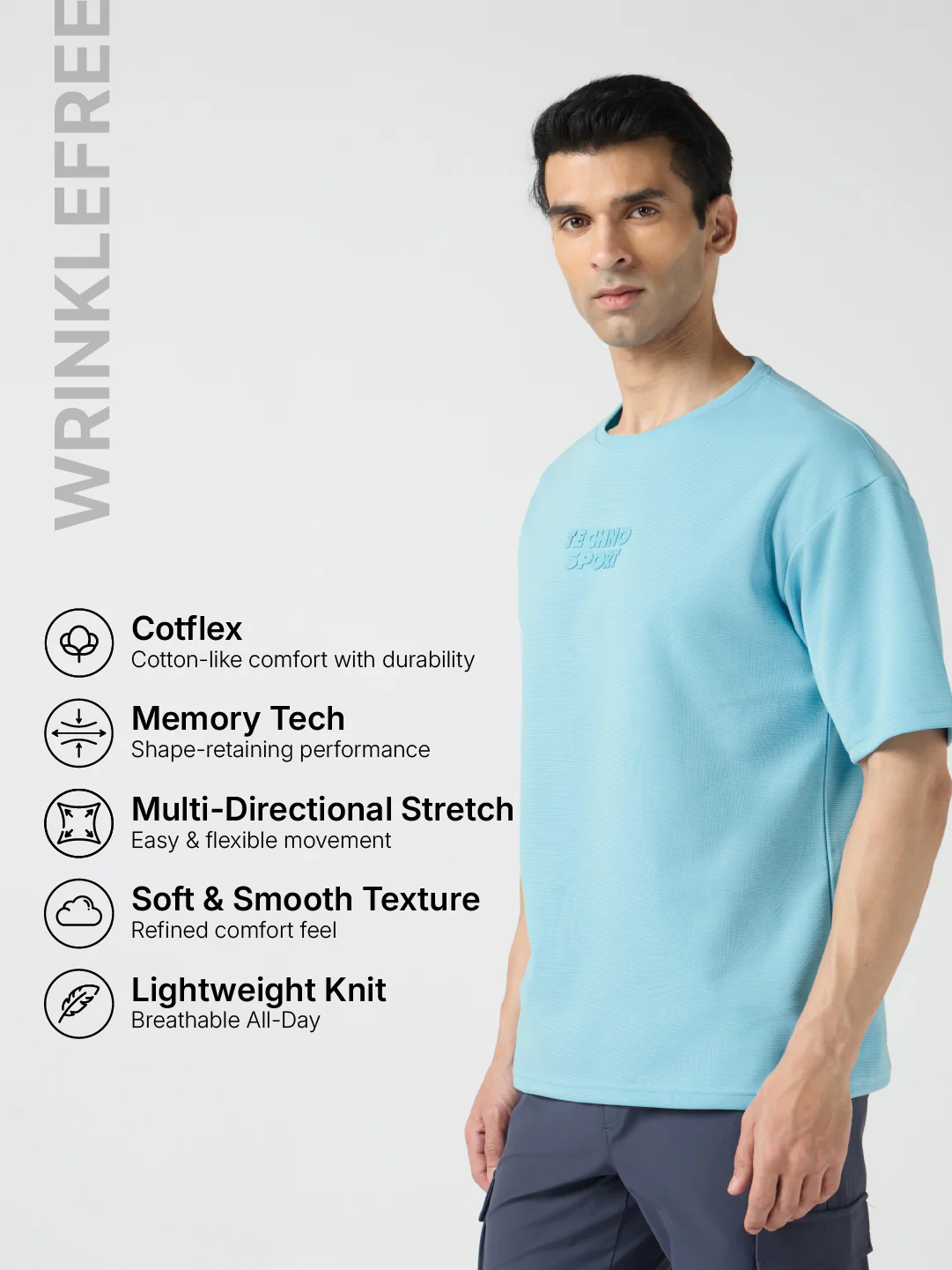 Men Printed Oversized Round Neck T-shirt with COTFLEX - Image 3