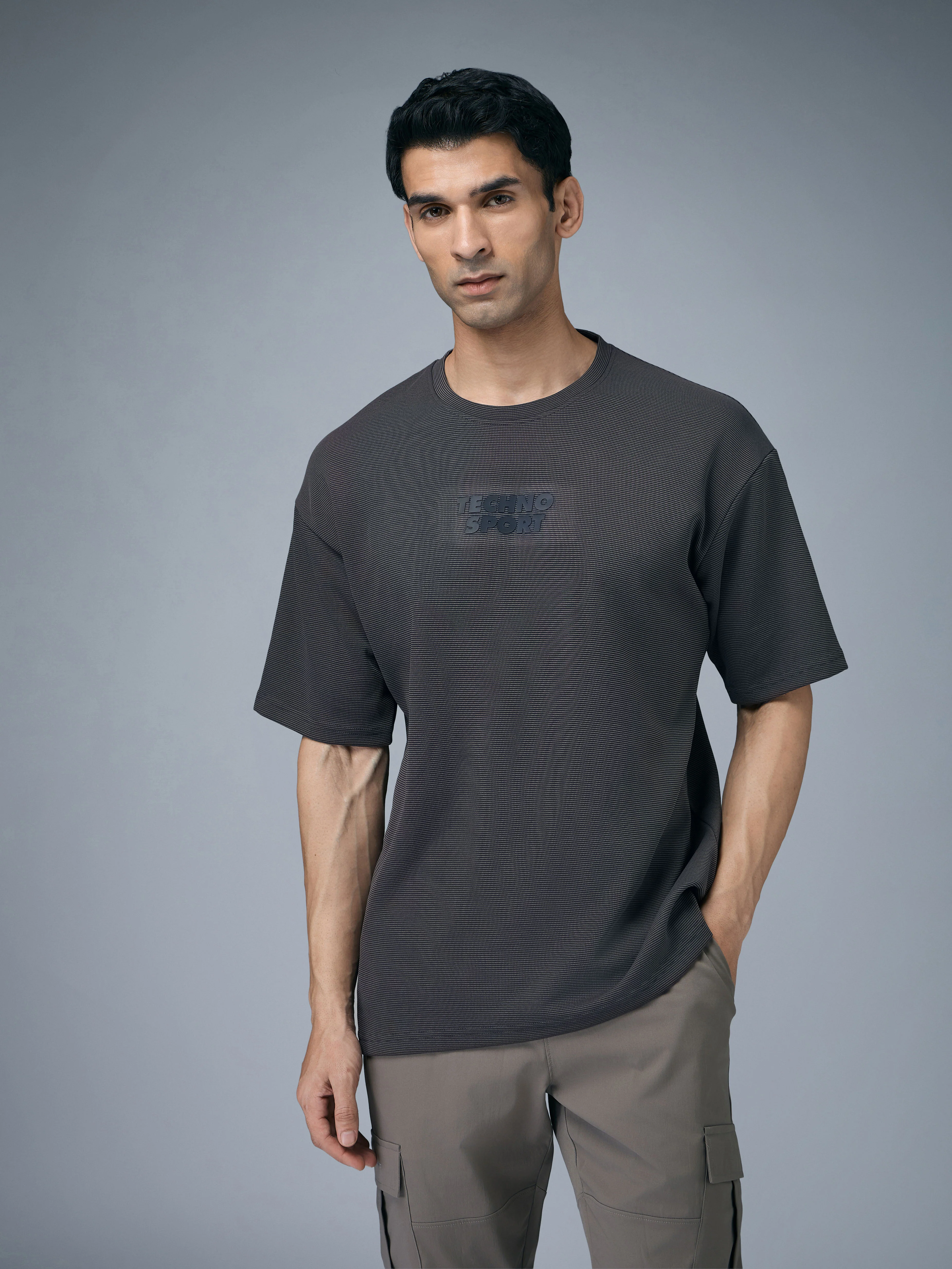 Men Printed Oversized Round Neck T-shirt with COTFLEX - Image 2