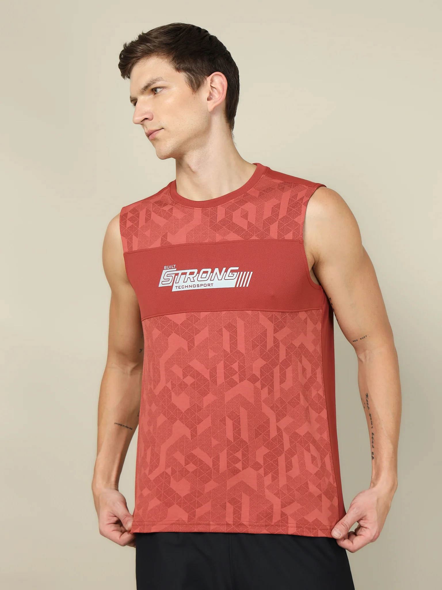 Men Printed Slim Fit Crew Neck Innerwear Vest with TECHNO COOL+ - Image 4
