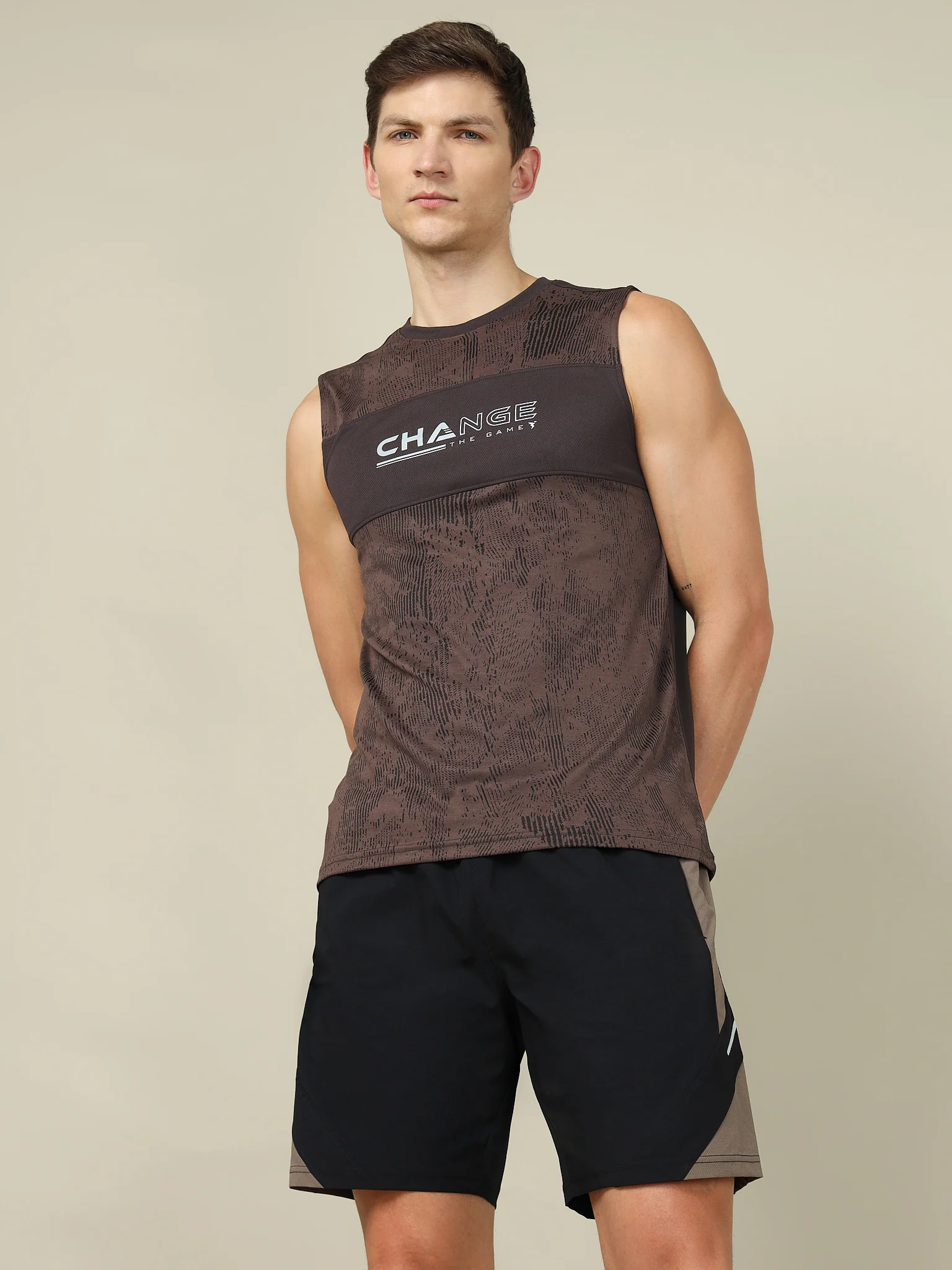 Men Printed Slim Fit Crew Neck Innerwear Vest with TECHNO COOL+
