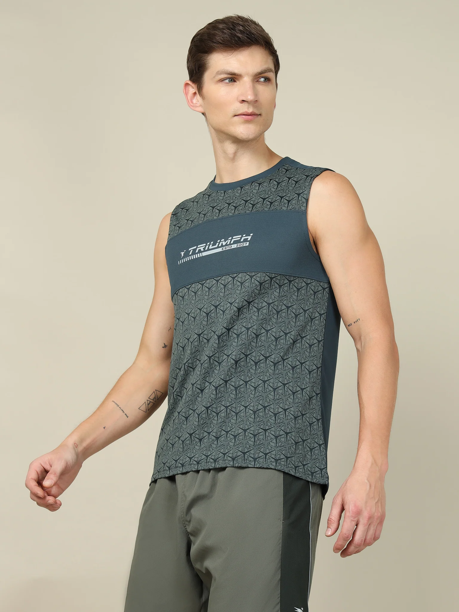 Men Printed Slim Fit Crew Neck Innerwear Vest with TECHNO COOL+ - Image 4