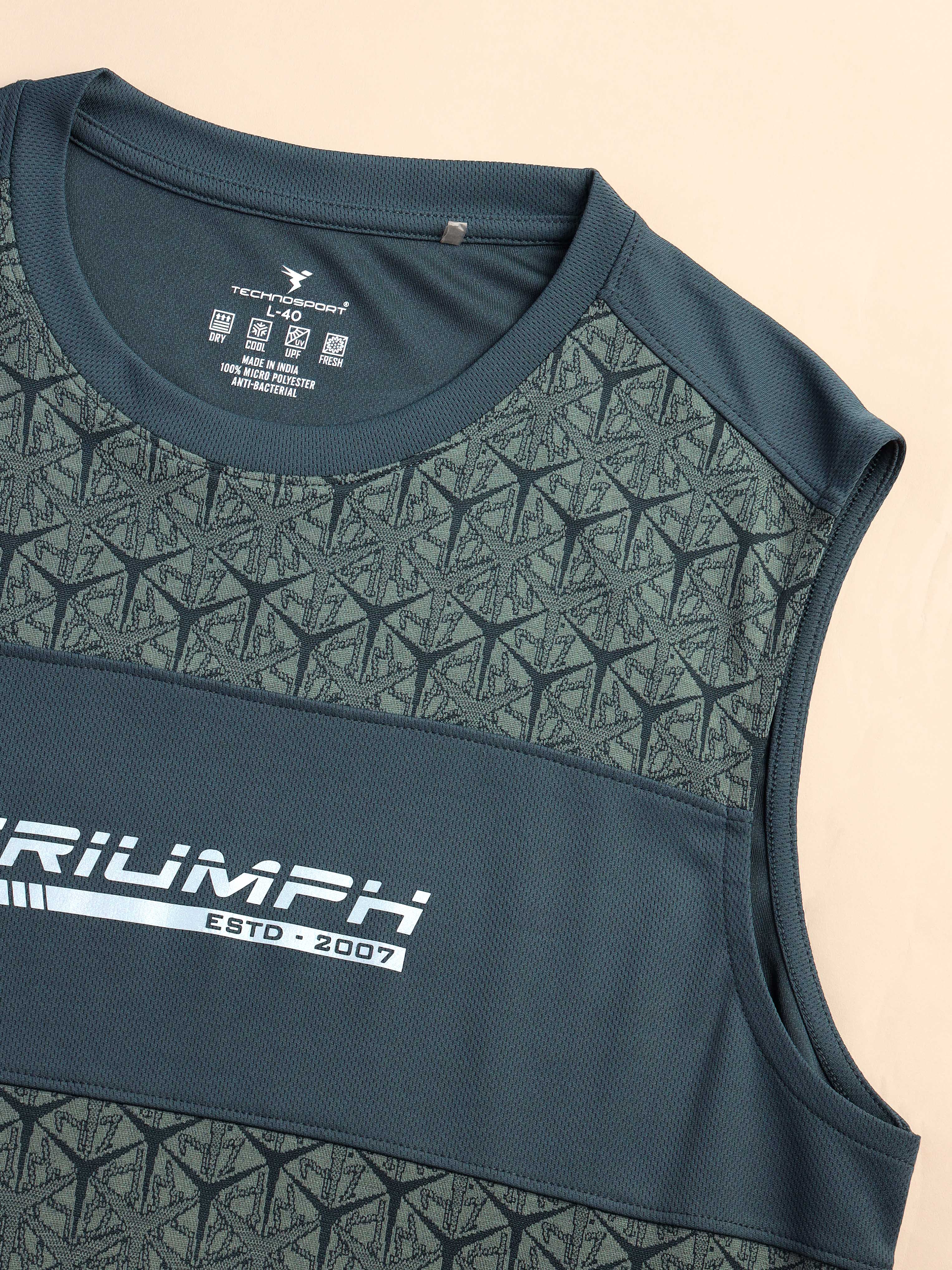Men Printed Slim Fit Crew Neck Innerwear Vest with TECHNO COOL+ - Image 7
