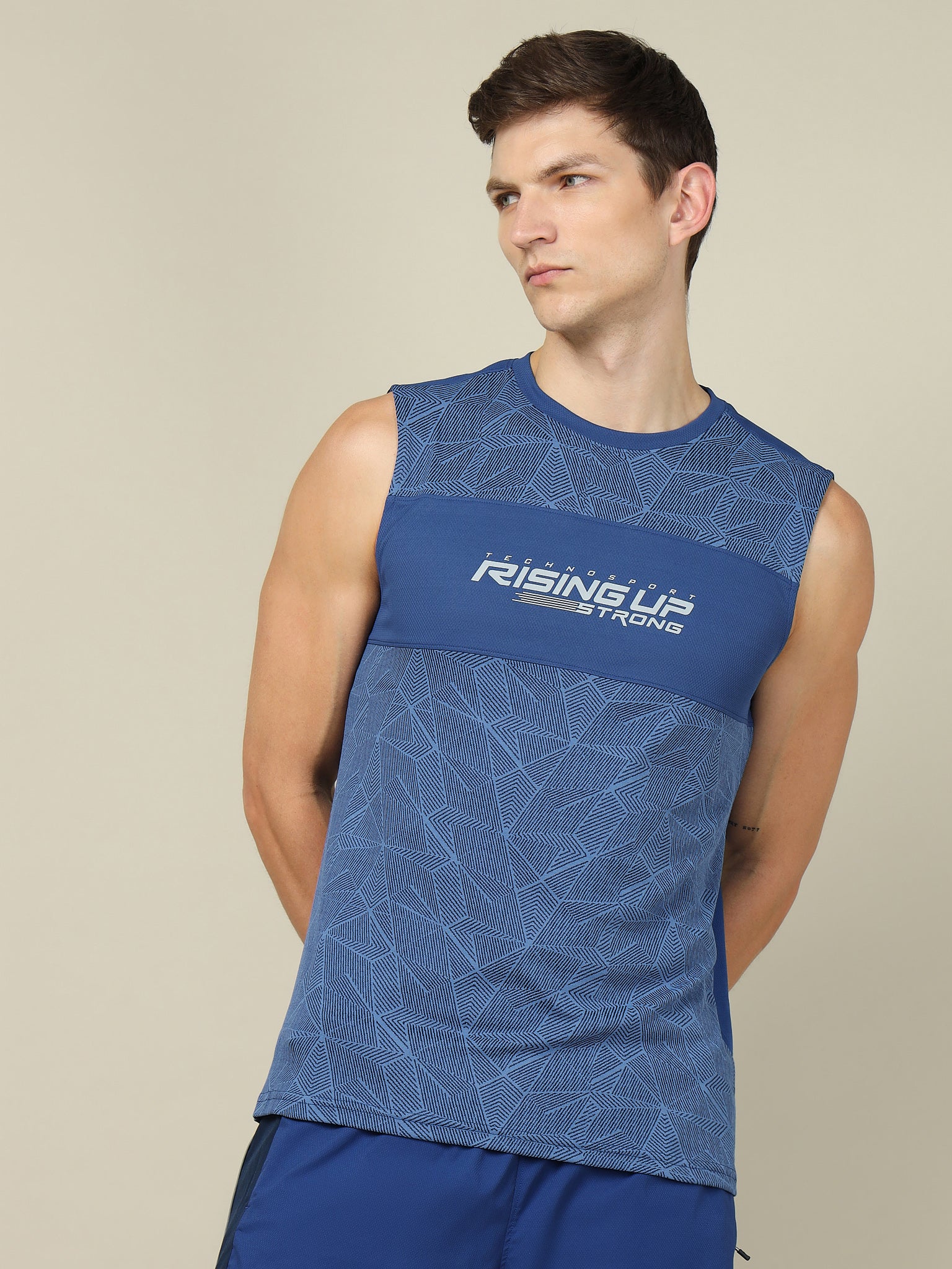Men Printed Slim Fit Crew Neck Innerwear Vest with TECHNO COOL+ - Image 2