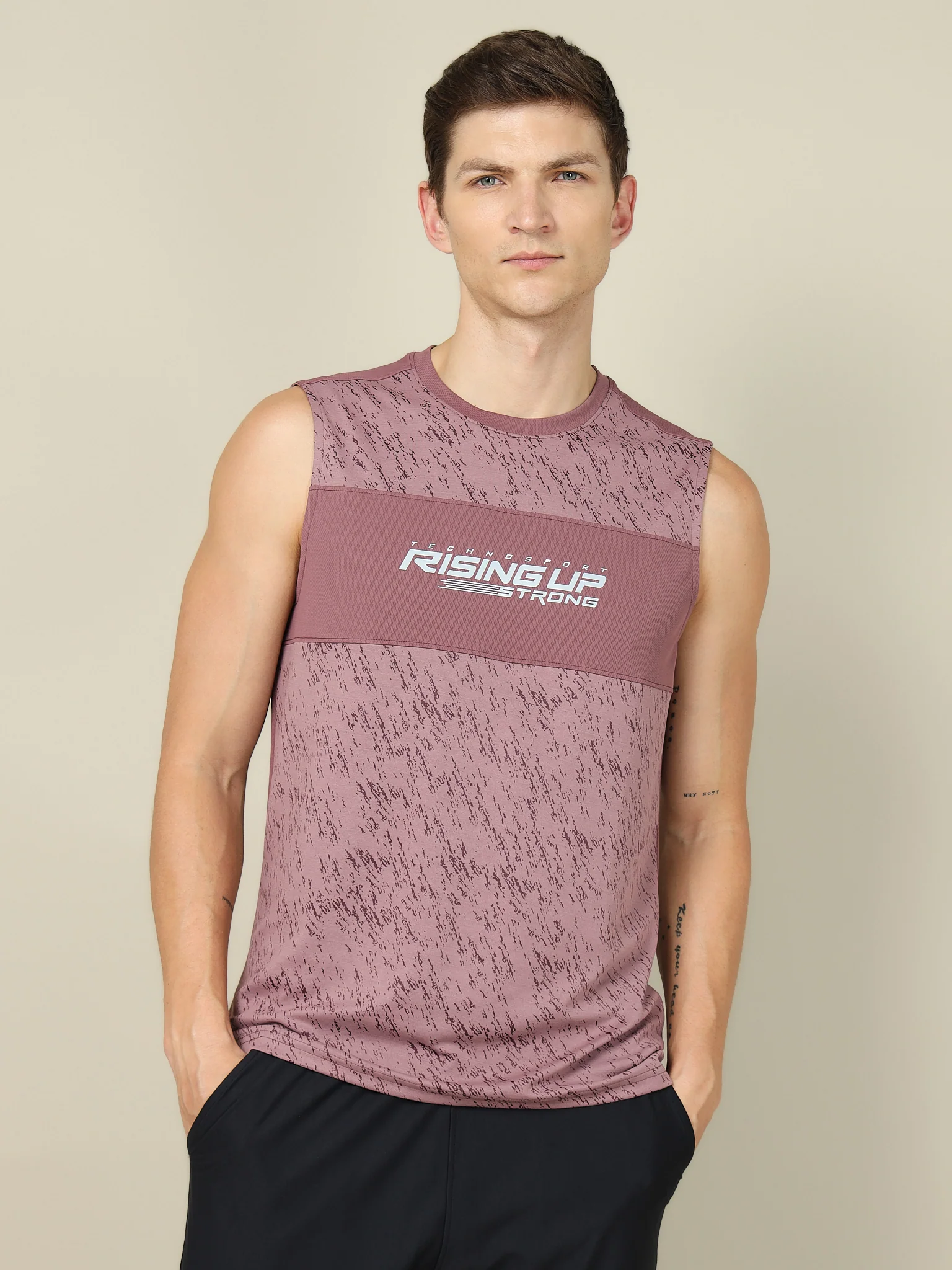 Men Printed Slim Fit Crew Neck Innerwear Vest with TECHNO COOL+ - Image 2