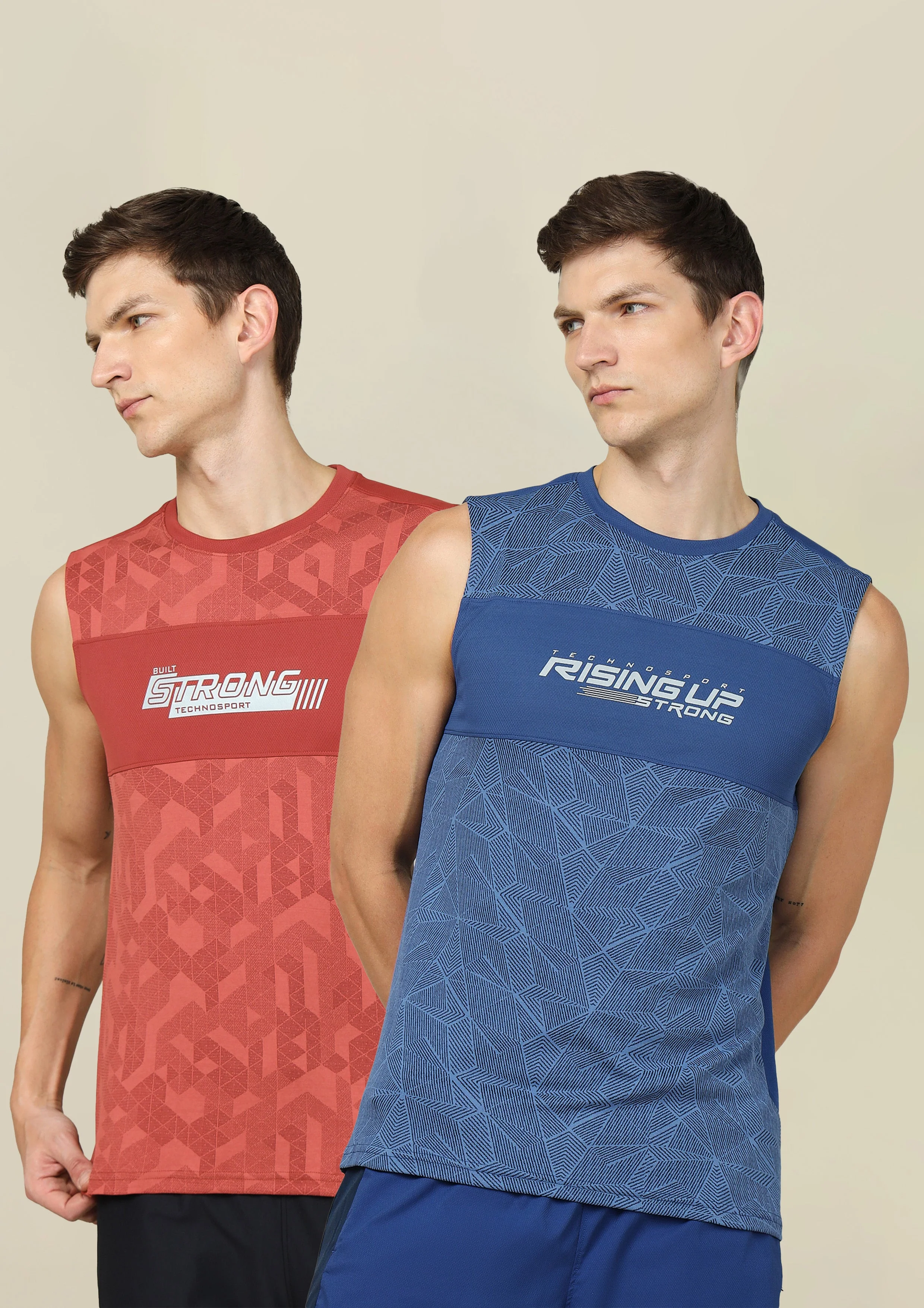 Men Printed Slim Fit Crew Neck Innerwear Vest with TECHNO COOL+ (Pack Of 2)