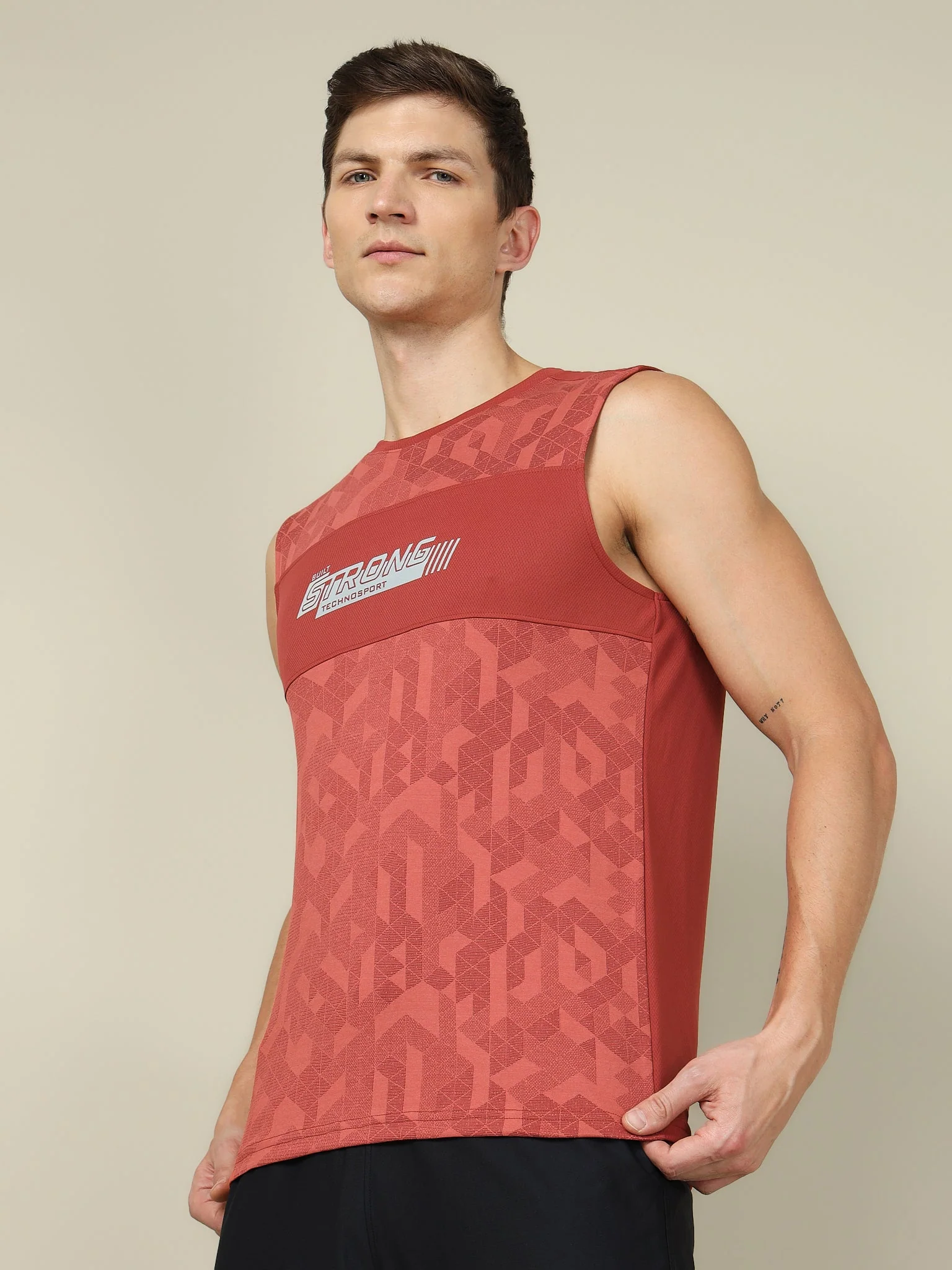Men Printed Slim Fit Crew Neck Innerwear Vest with TECHNO COOL+ (Pack Of 2) - Image 3