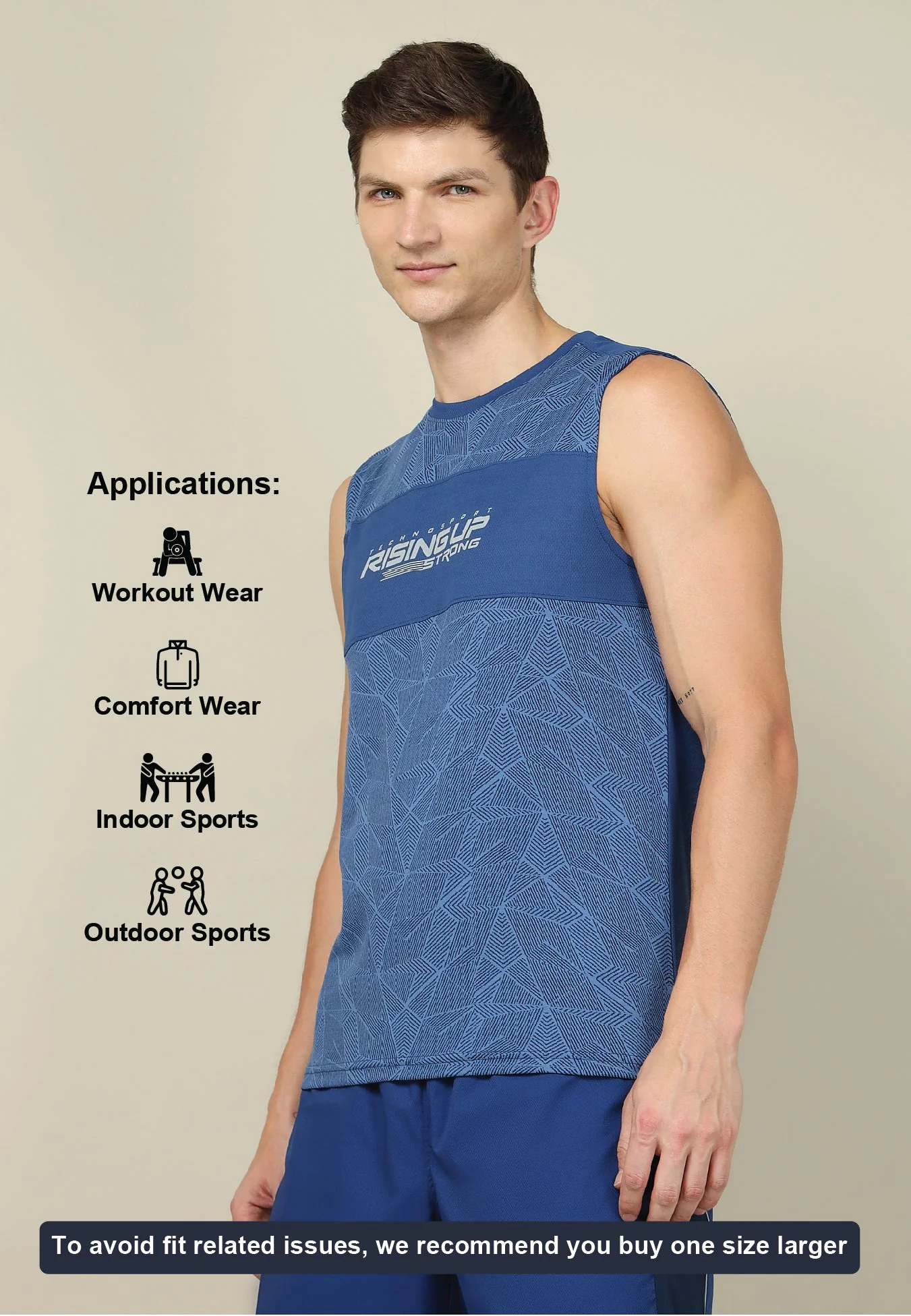 Men Printed Slim Fit Crew Neck Innerwear Vest with TECHNO COOL+ (Pack Of 2) - Image 6