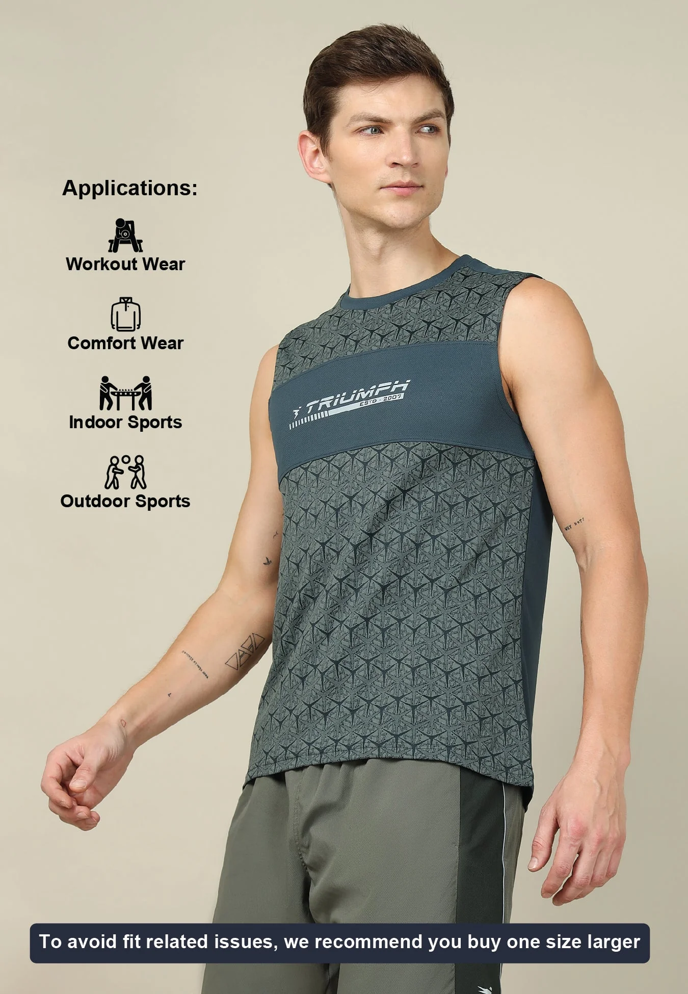 Men Printed Slim Fit Crew Neck Innerwear Vest with TECHNO COOL+ (Pack Of 2) - Image 7
