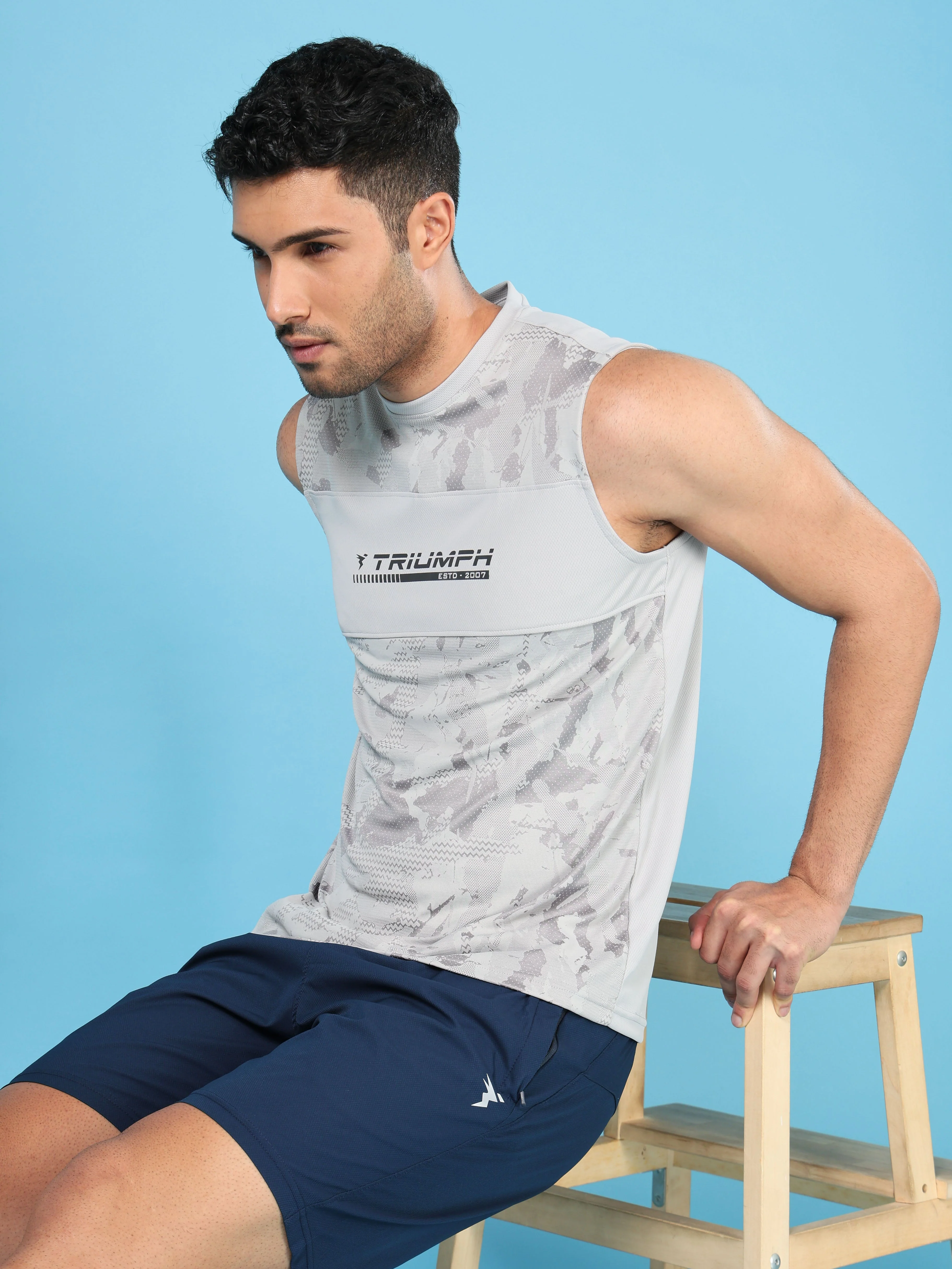 Men Printed Slim Fit Crew Neck Innerwear Vest with TECHNO COOL+ (Pack Of 2) - Image 6