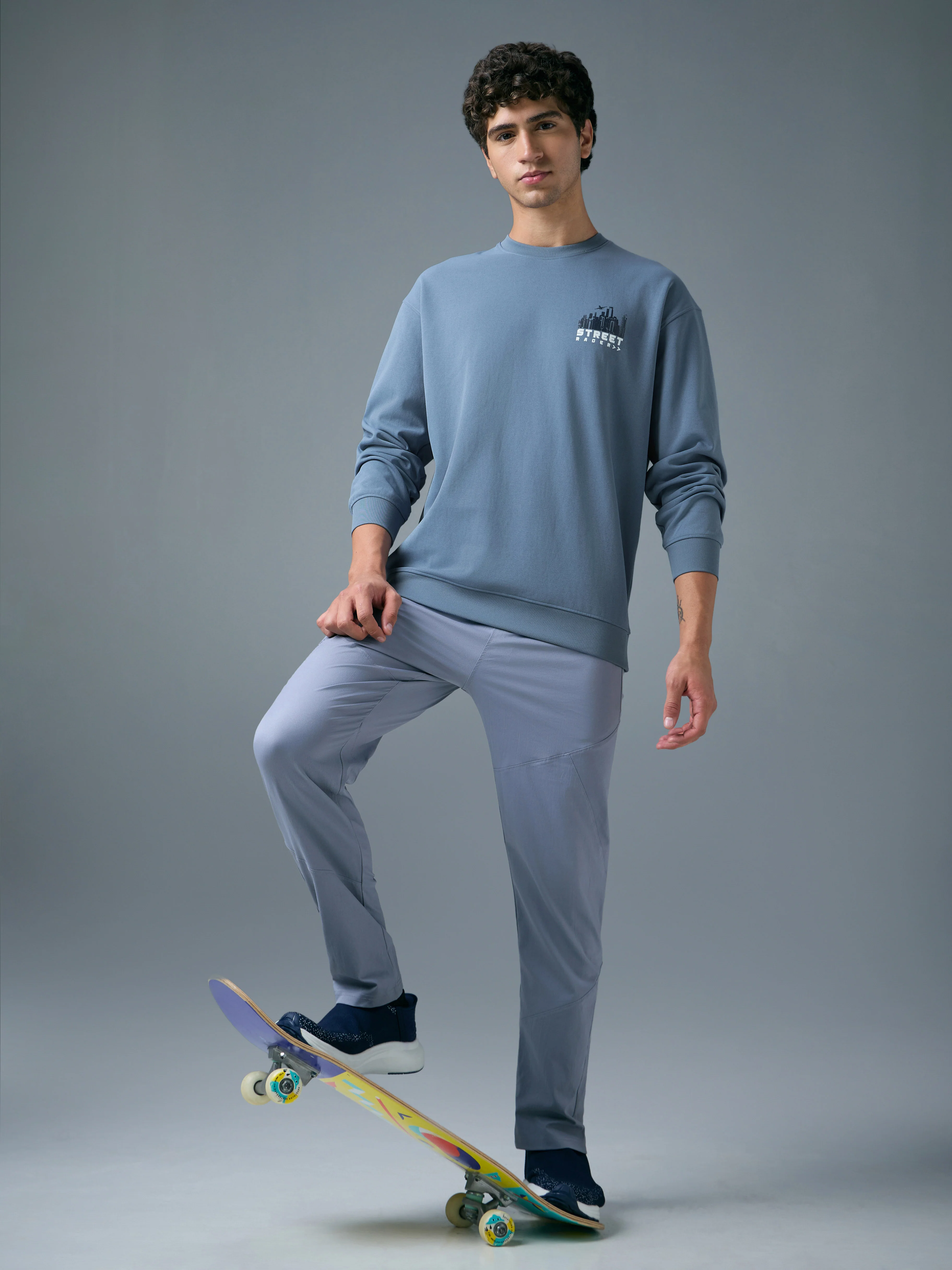 Men Printed Slim Fit Crew Neck Sweatshirt with ELASTO PLUS - Image 5