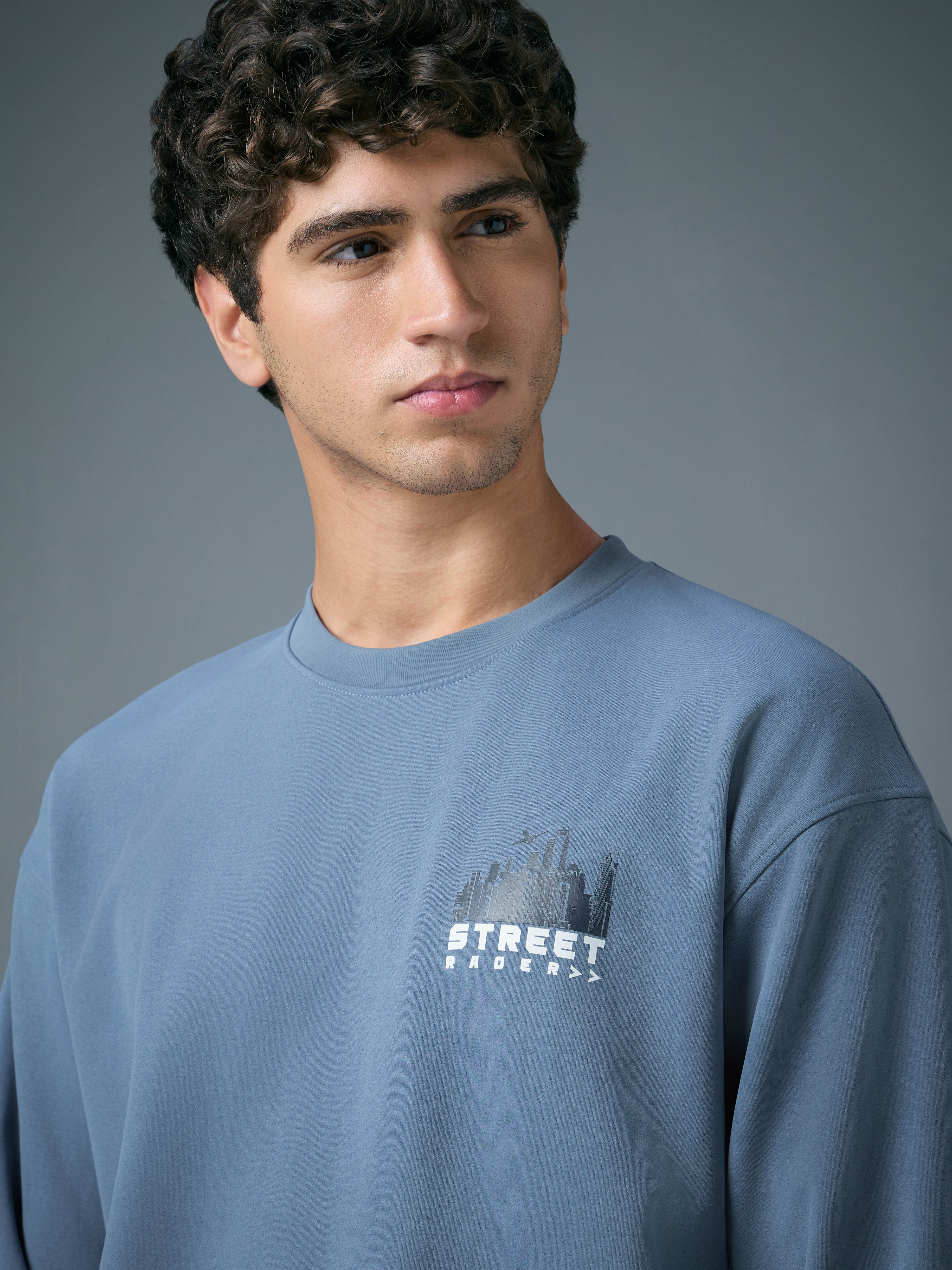 Men Printed Slim Fit Crew Neck Sweatshirt with ELASTO PLUS - Image 6