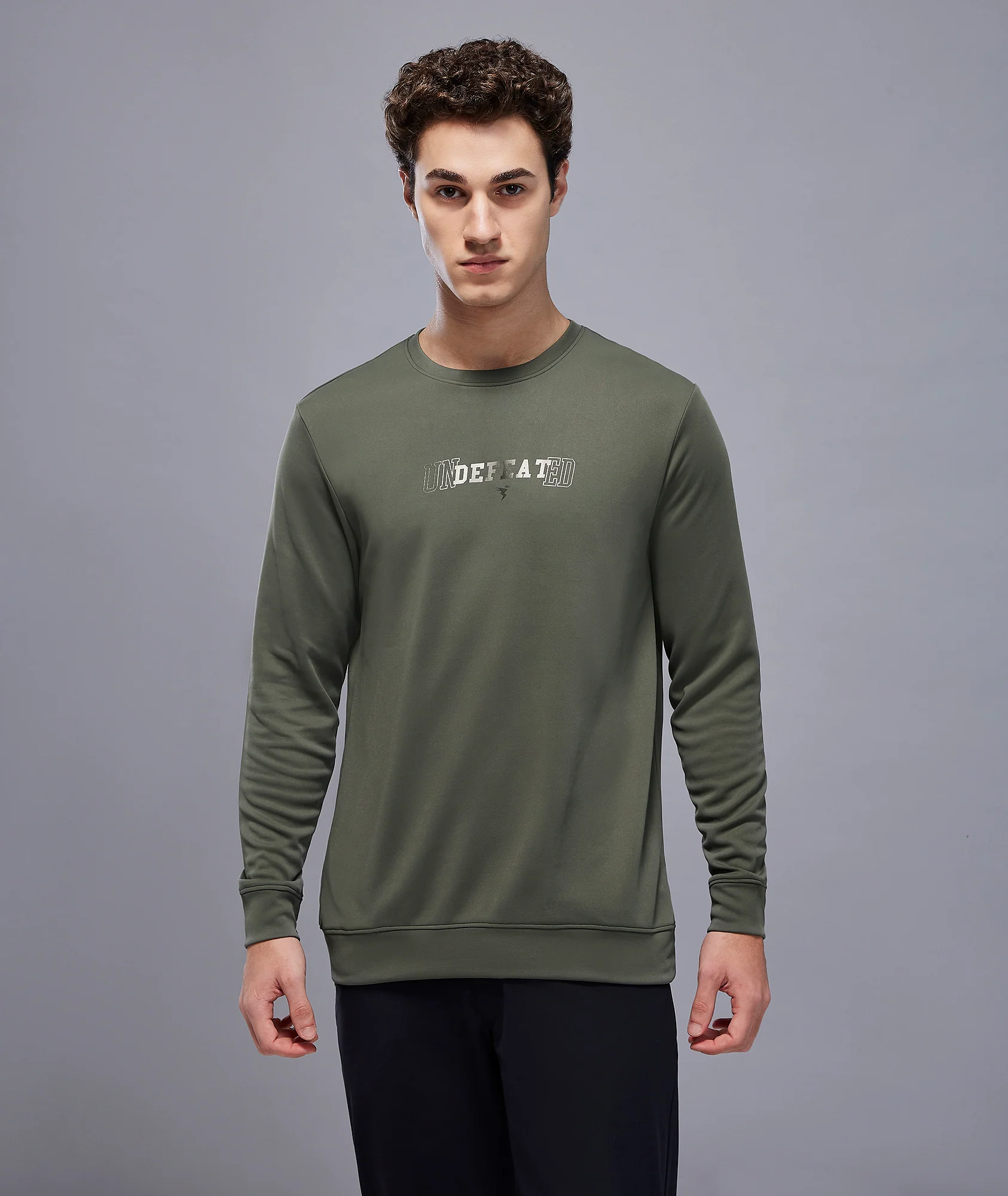 Men Printed Slim Fit Crew Neck Sweatshirt with ELASTO PLUS - Image 2