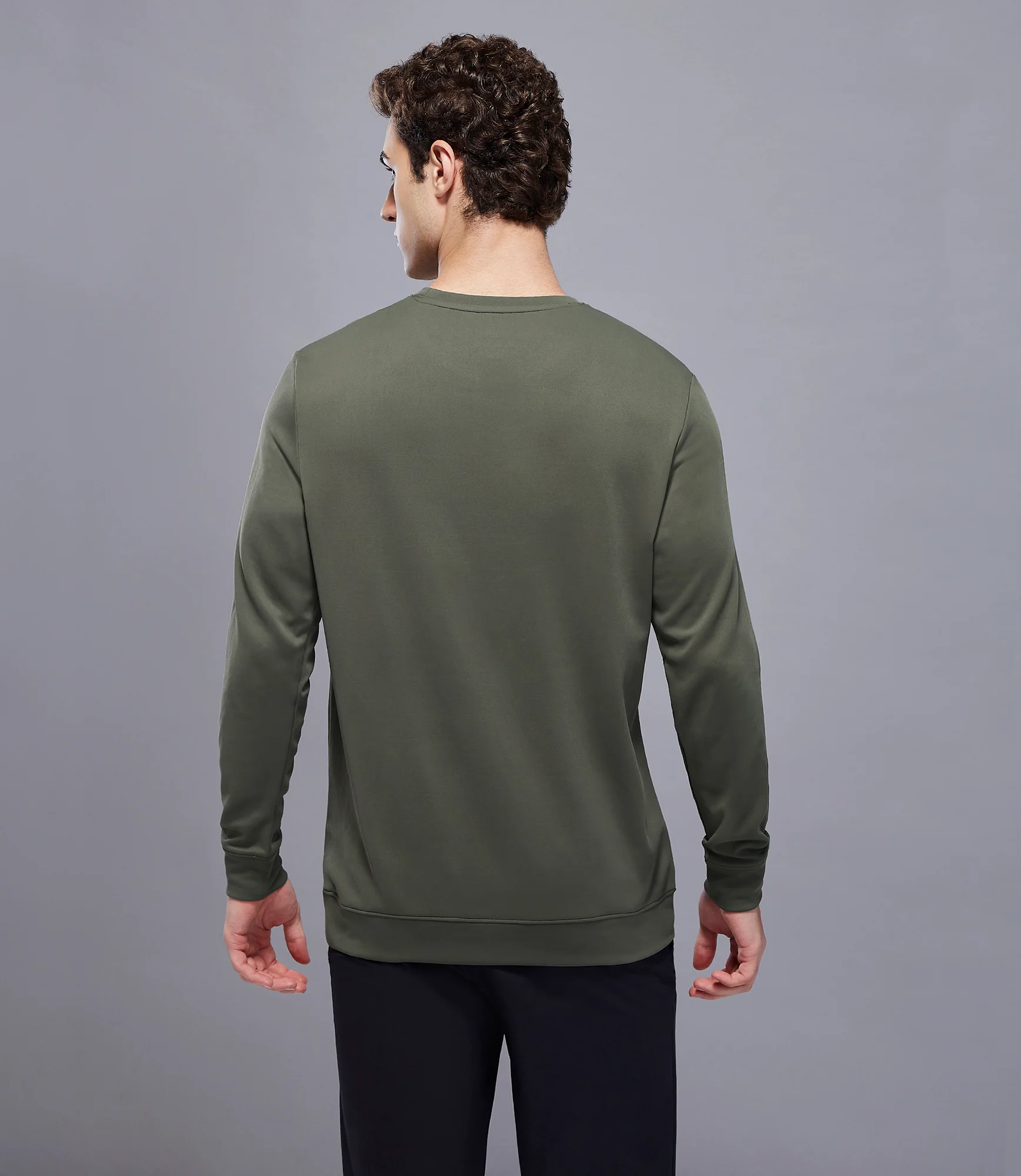 Men Printed Slim Fit Crew Neck Sweatshirt with ELASTO PLUS - Image 3