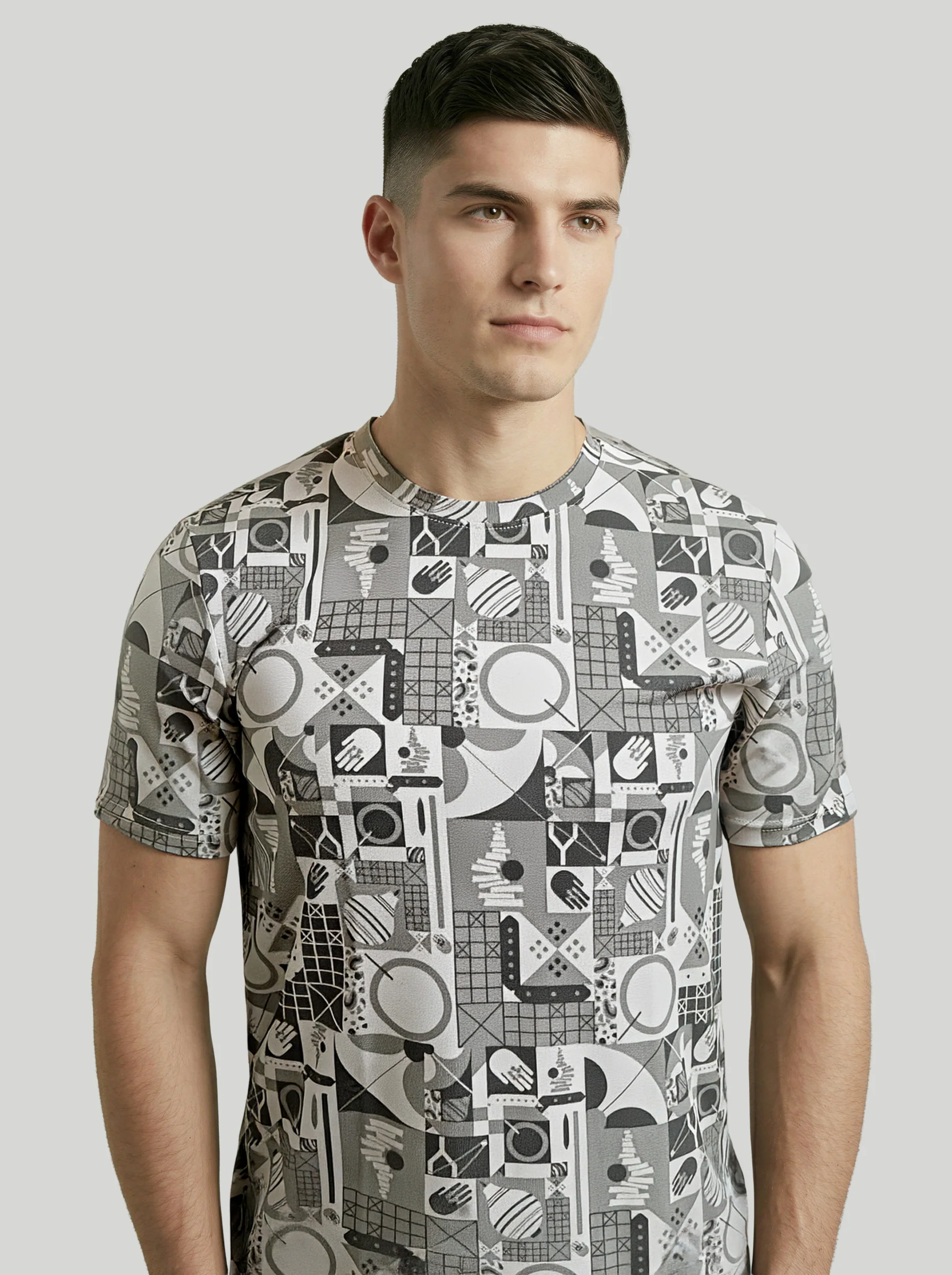 Men Printed Slim Fit Crew Neck T-shirt with MATPIQ - Image 6
