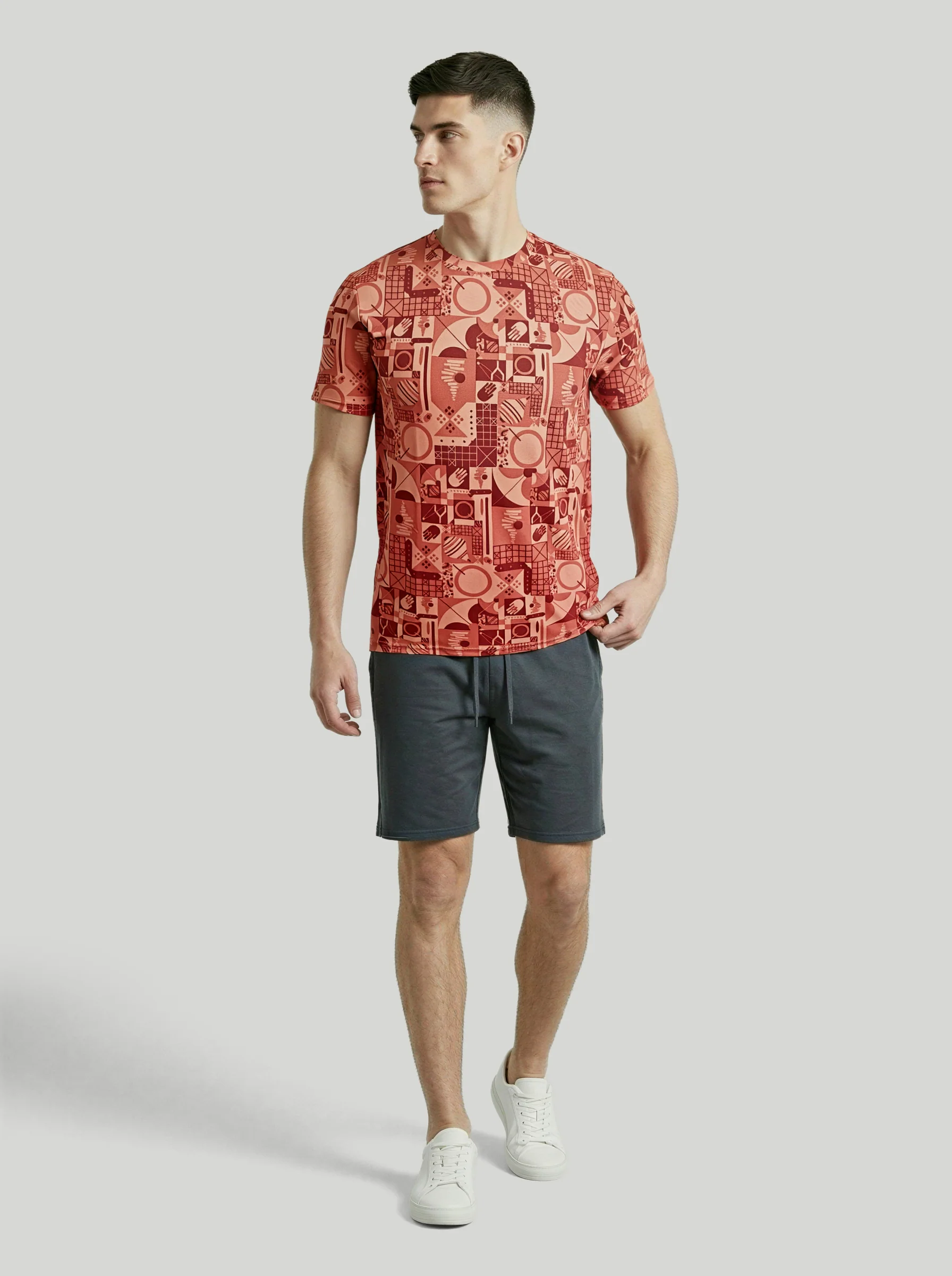 Men Printed Slim Fit Crew Neck T-shirt with MATPIQ - Image 4