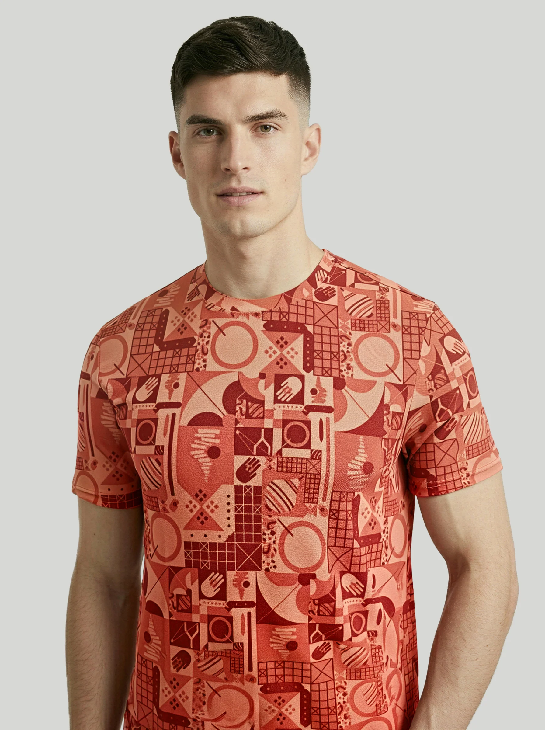 Men Printed Slim Fit Crew Neck T-shirt with MATPIQ - Image 6