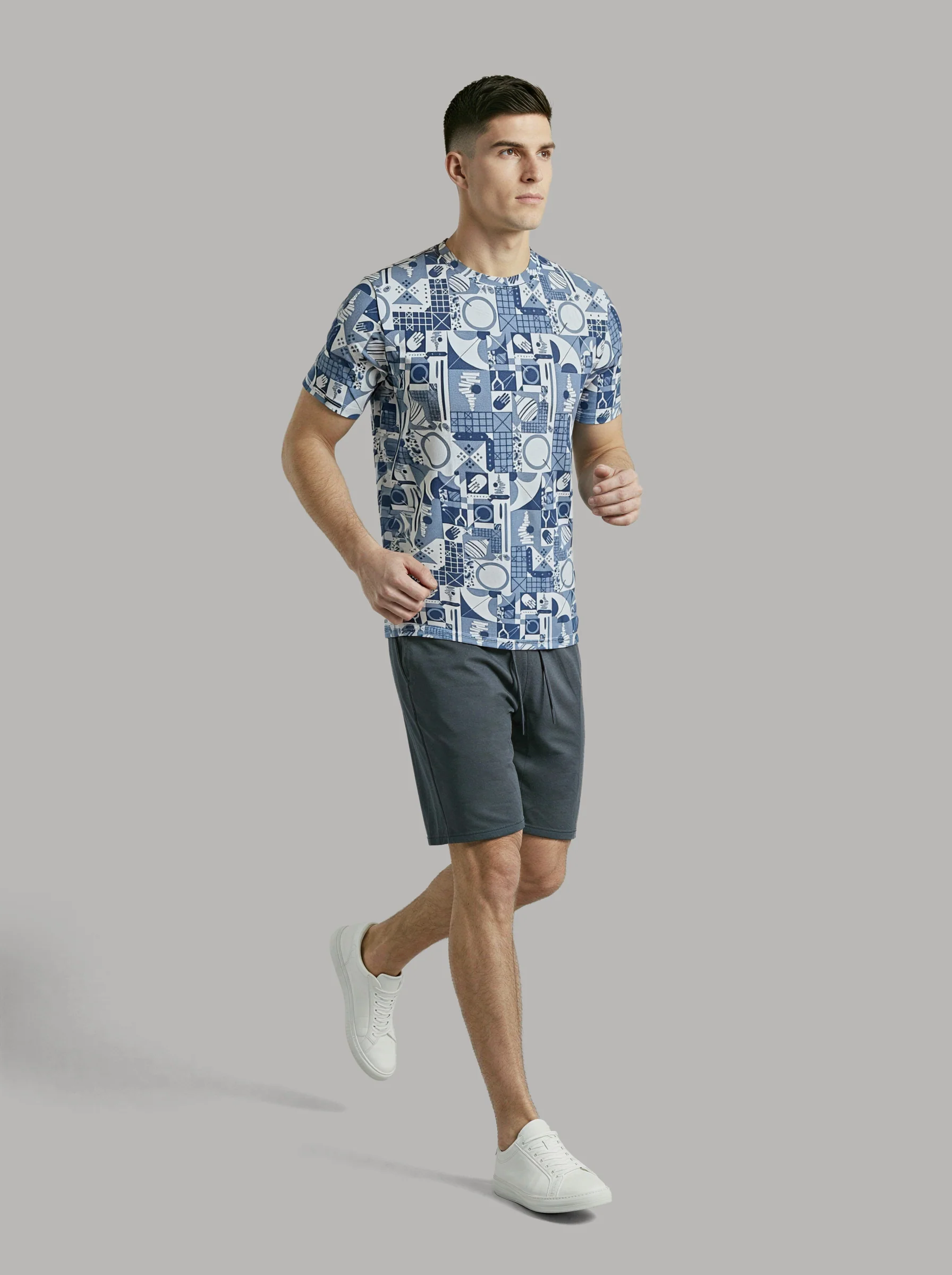Men Printed Slim Fit Crew Neck T-shirt with MATPIQ - Image 5