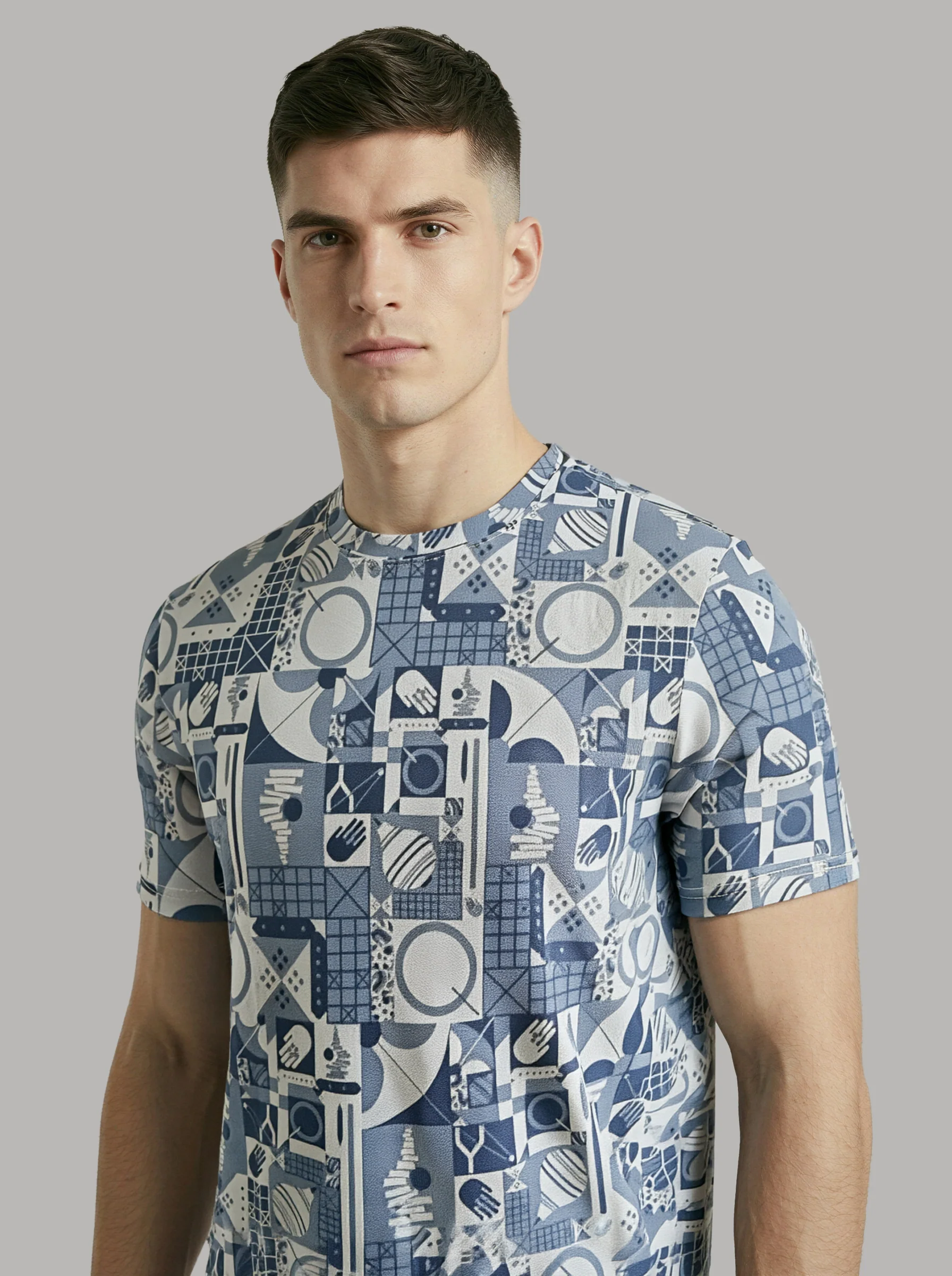 Men Printed Slim Fit Crew Neck T-shirt with MATPIQ - Image 6