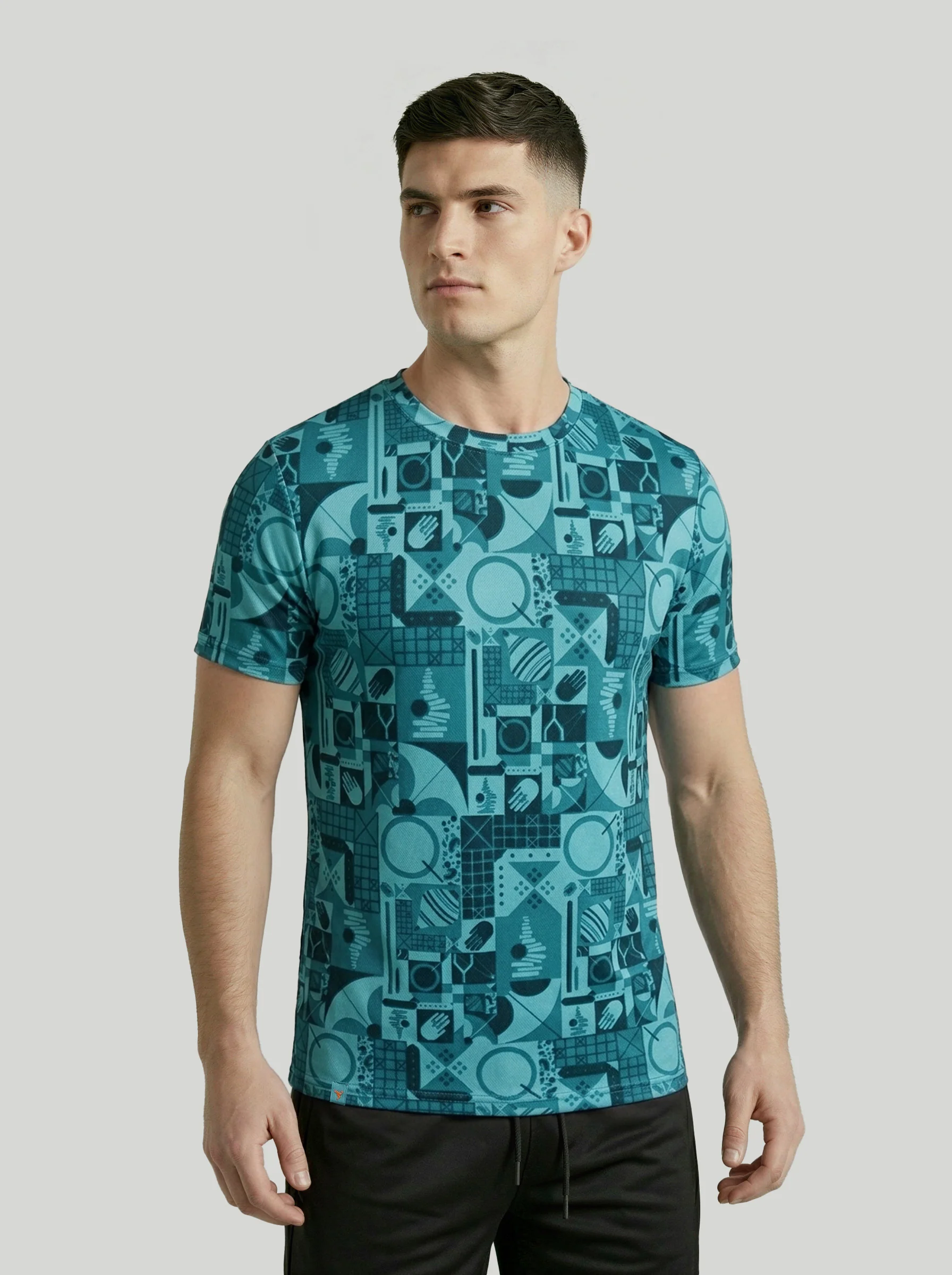 Men Printed Slim Fit Crew Neck T-shirt with MATPIQ - Image 2