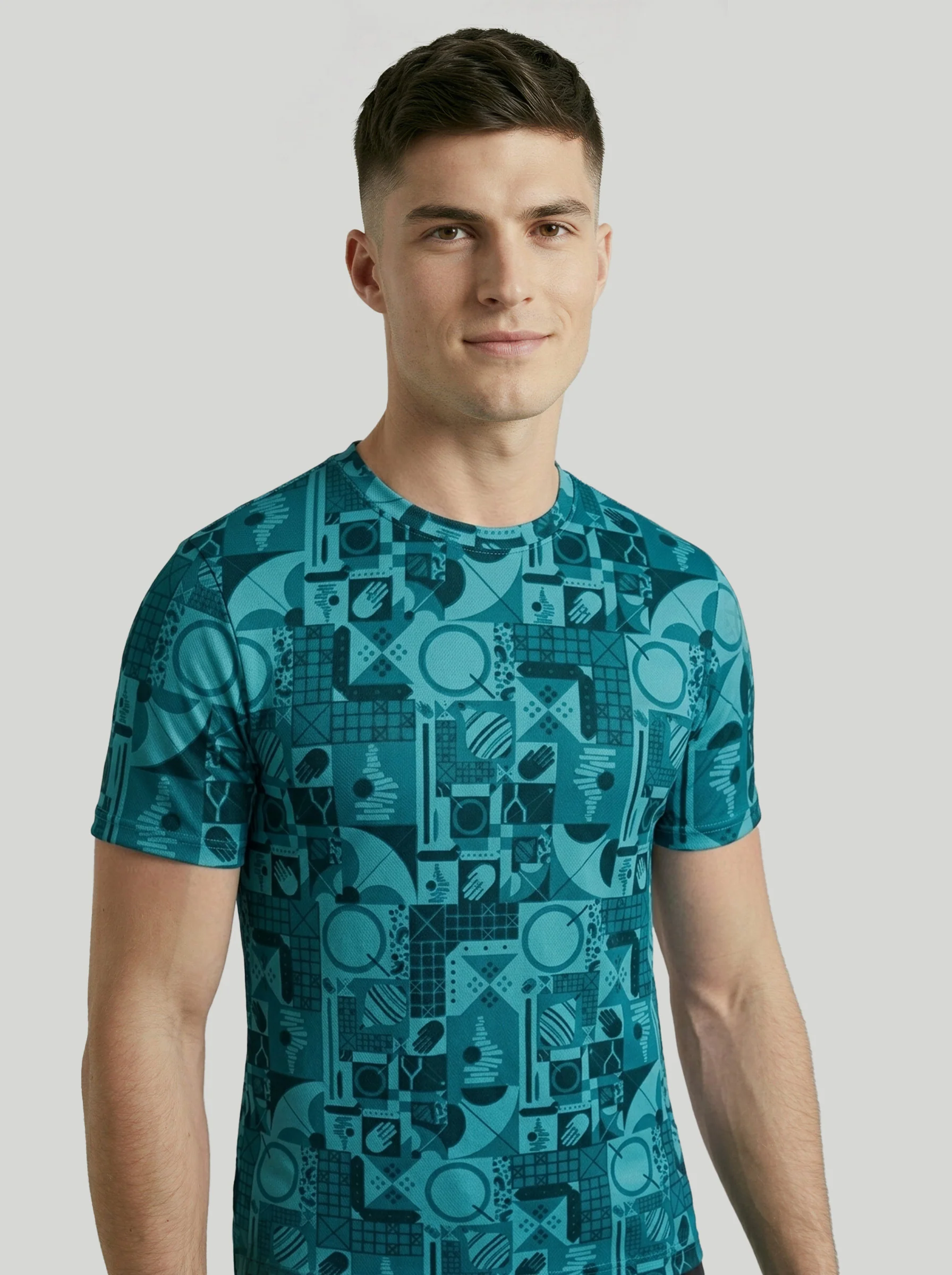 Men Printed Slim Fit Crew Neck T-shirt with MATPIQ - Image 5