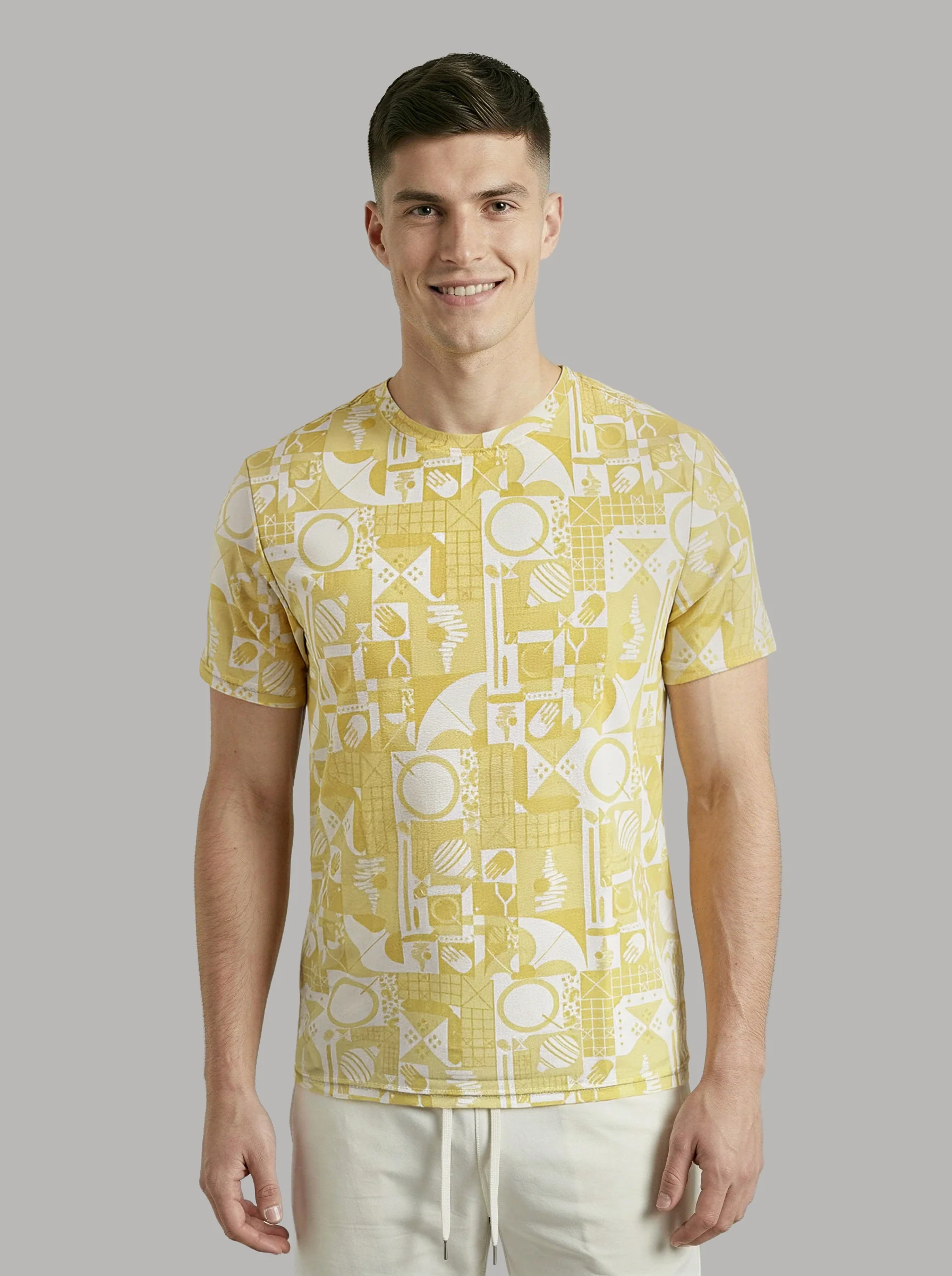 Men Printed Slim Fit Crew Neck T-shirt with MATPIQ - Image 2