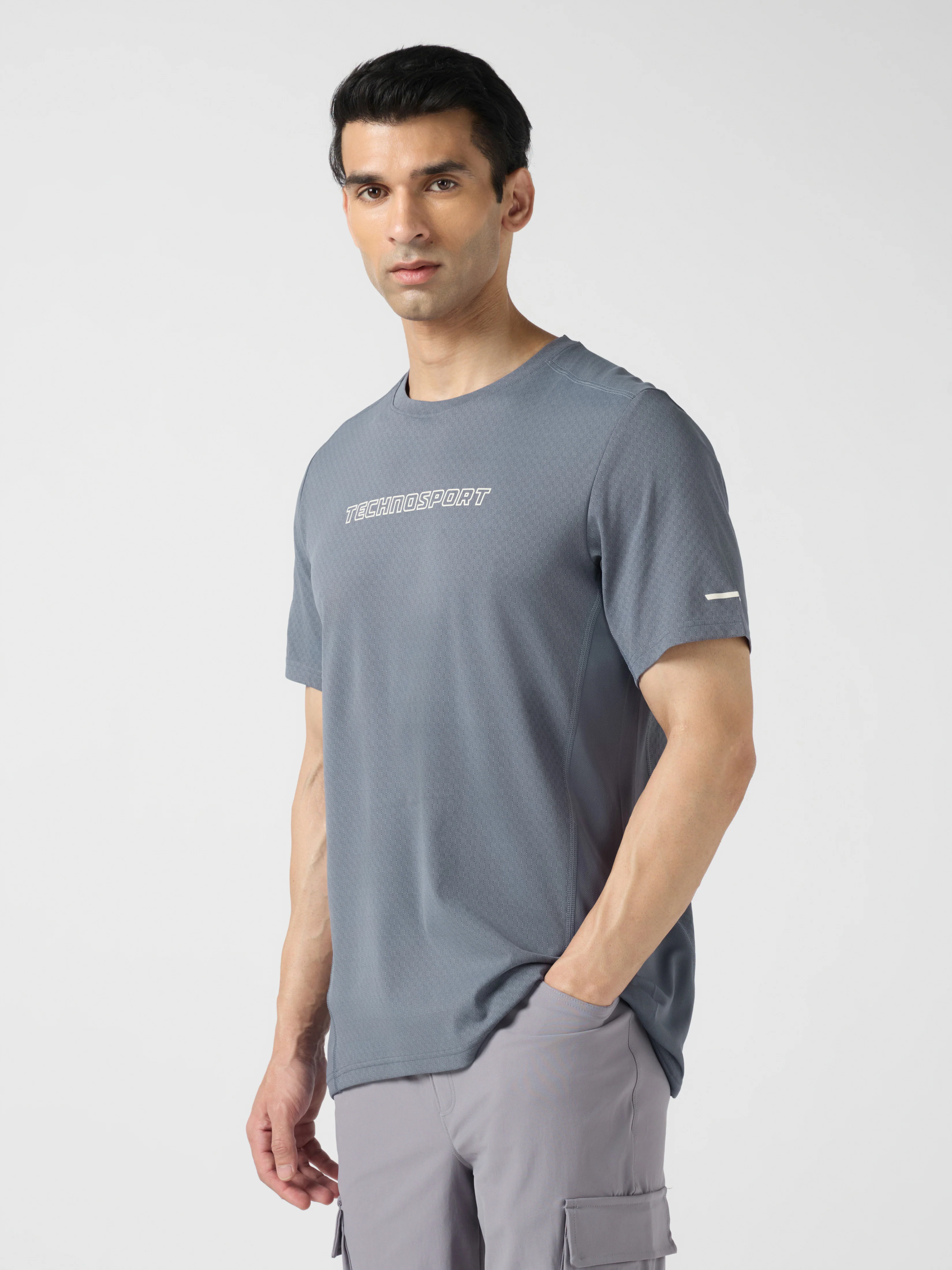Men Printed Slim Fit Henley Neck Sports T-Shirt with ELASTOLITE - Image 4