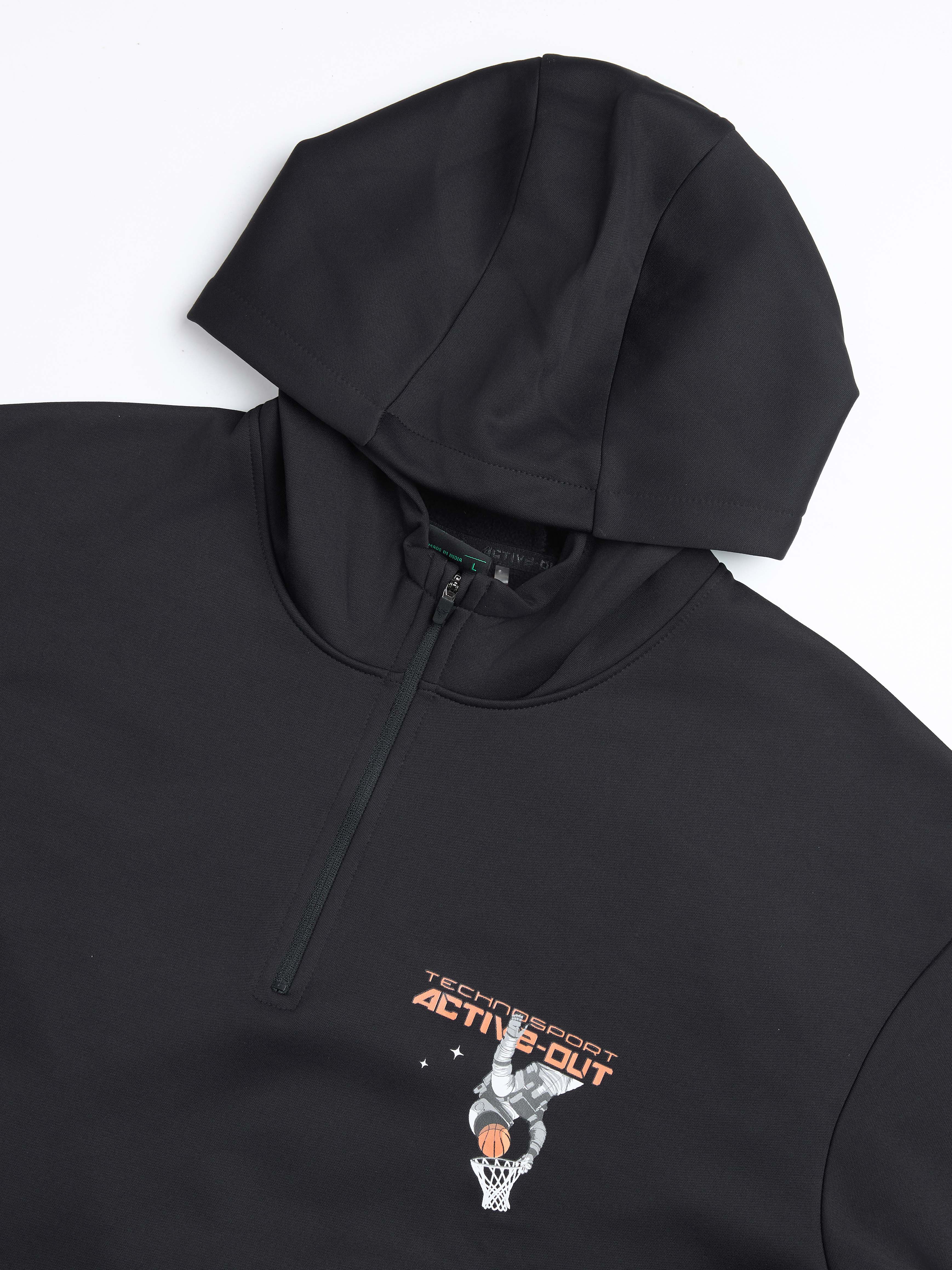 Men Hooded Slim Fit Printed Active Out Sweatshirt with TECHNOWARM+ - Image 8