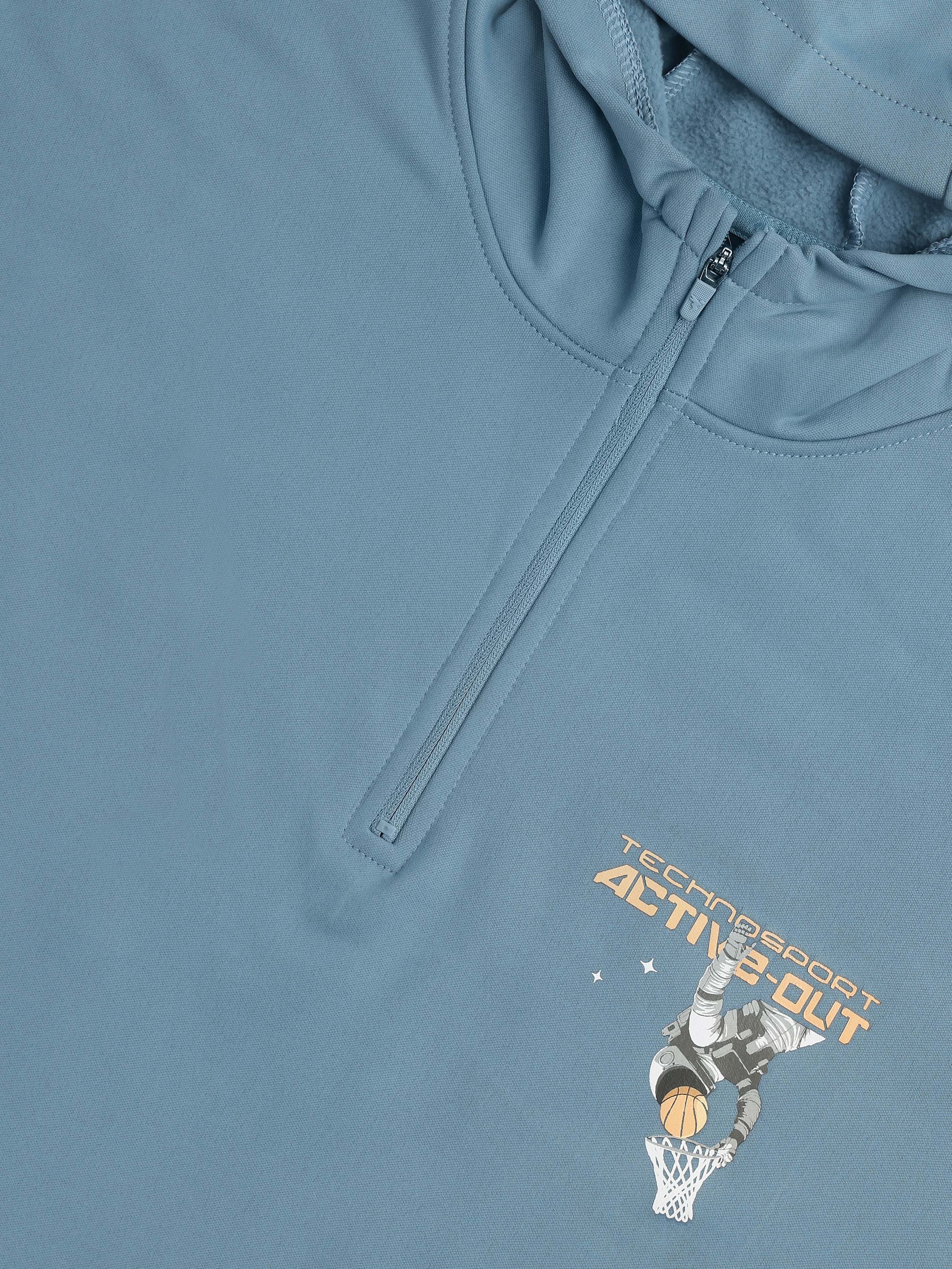Men Hooded Slim Fit Printed Active Out Sweatshirt with TECHNOWARM+ - Image 9
