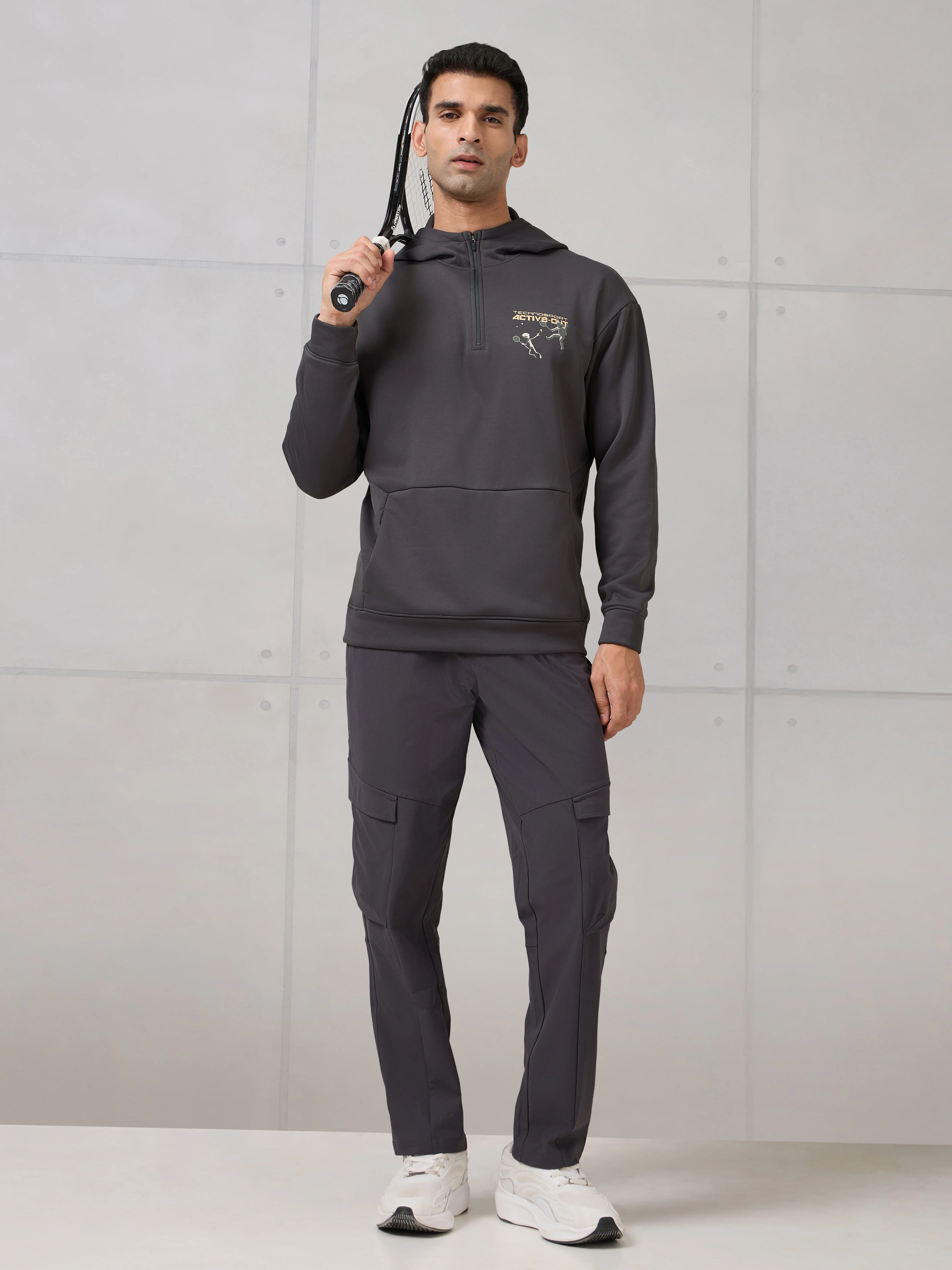 Men Hooded Slim Fit Printed Active Out Sweatshirt with TECHNOWARM+ - Image 5