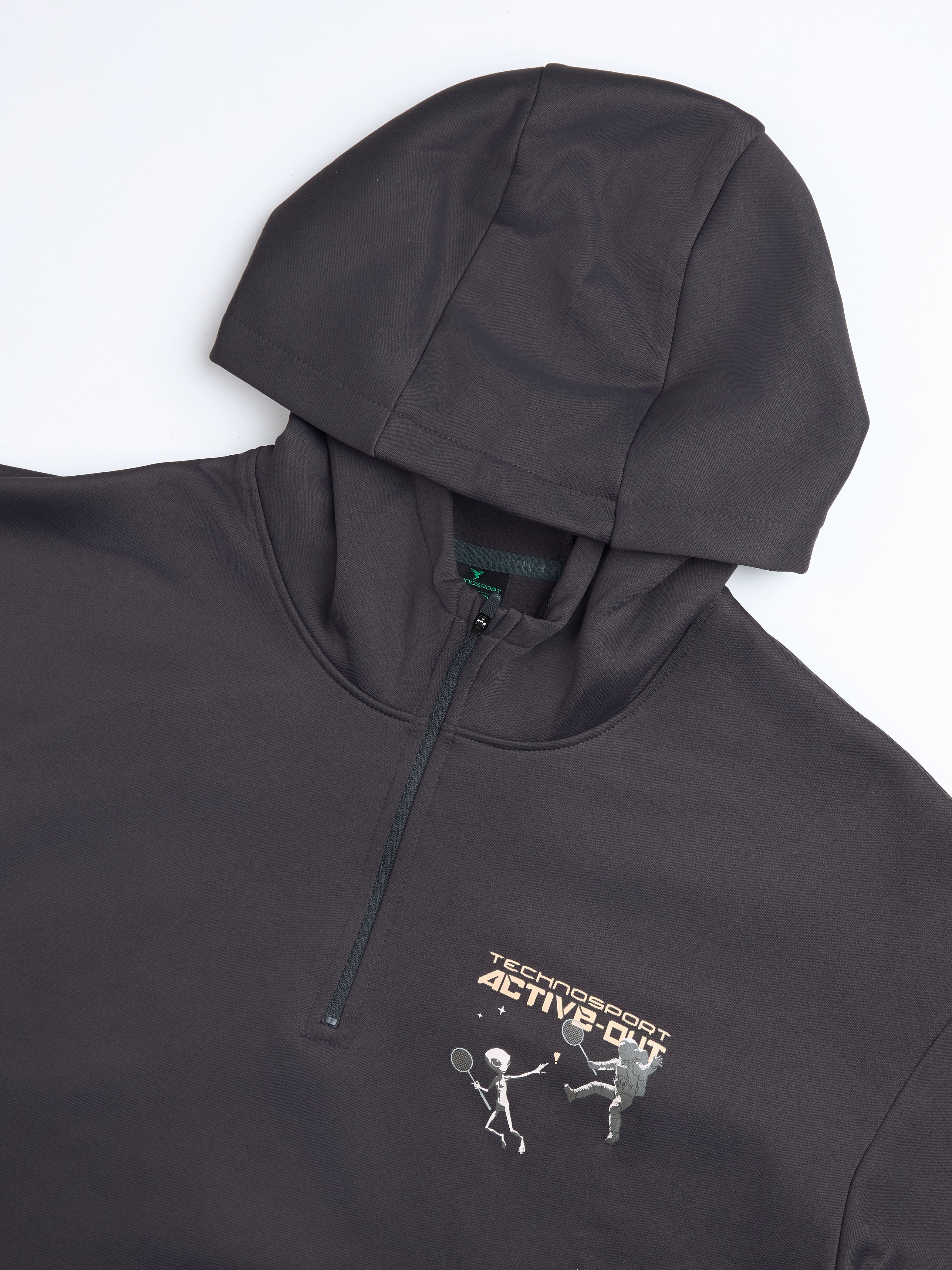 Men Hooded Slim Fit Printed Active Out Sweatshirt with TECHNOWARM+ - Image 7