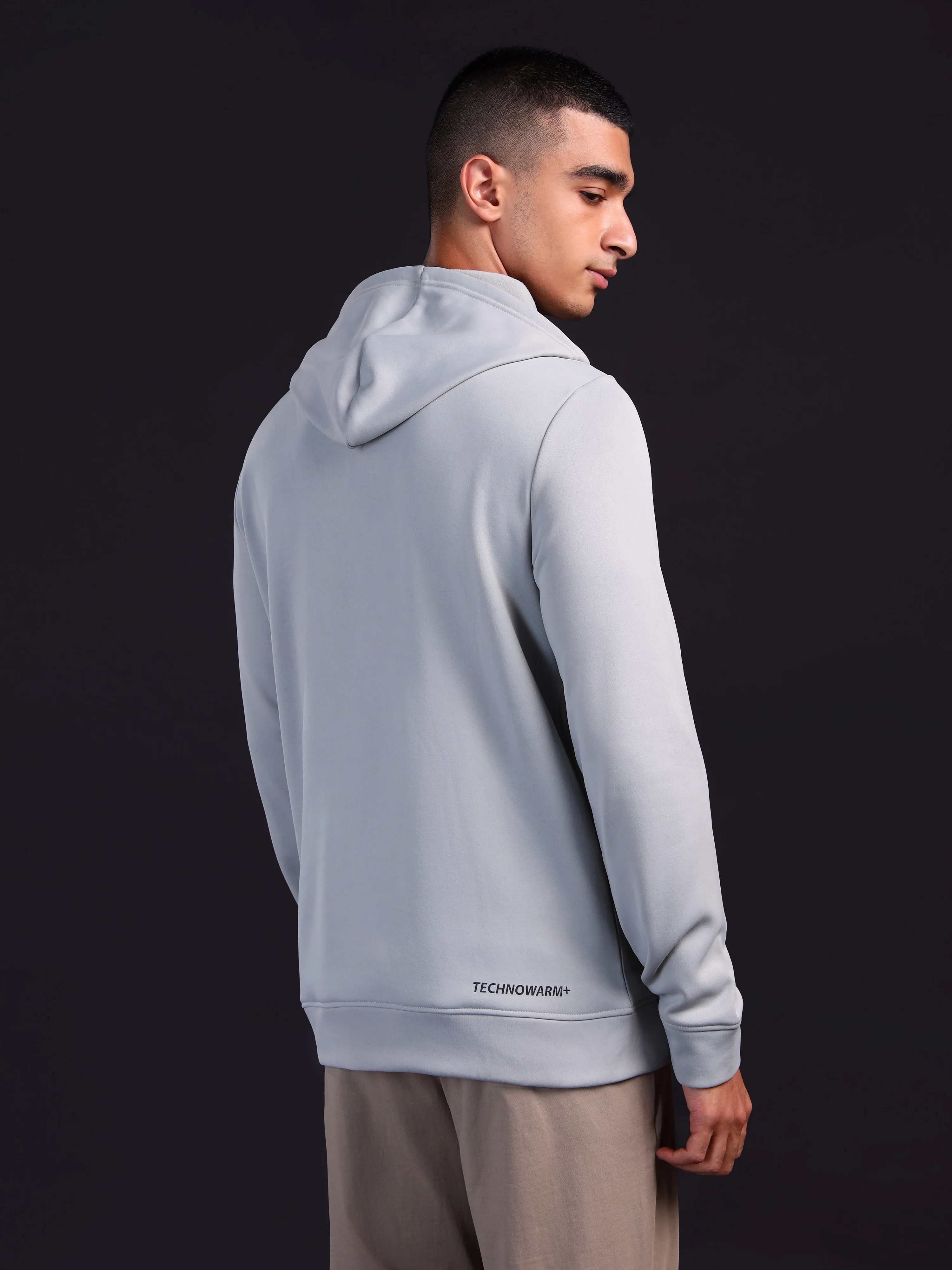 Men Printed Slim Fit Hooded Sweatshirt with TECHNOWARM+ - Image 2