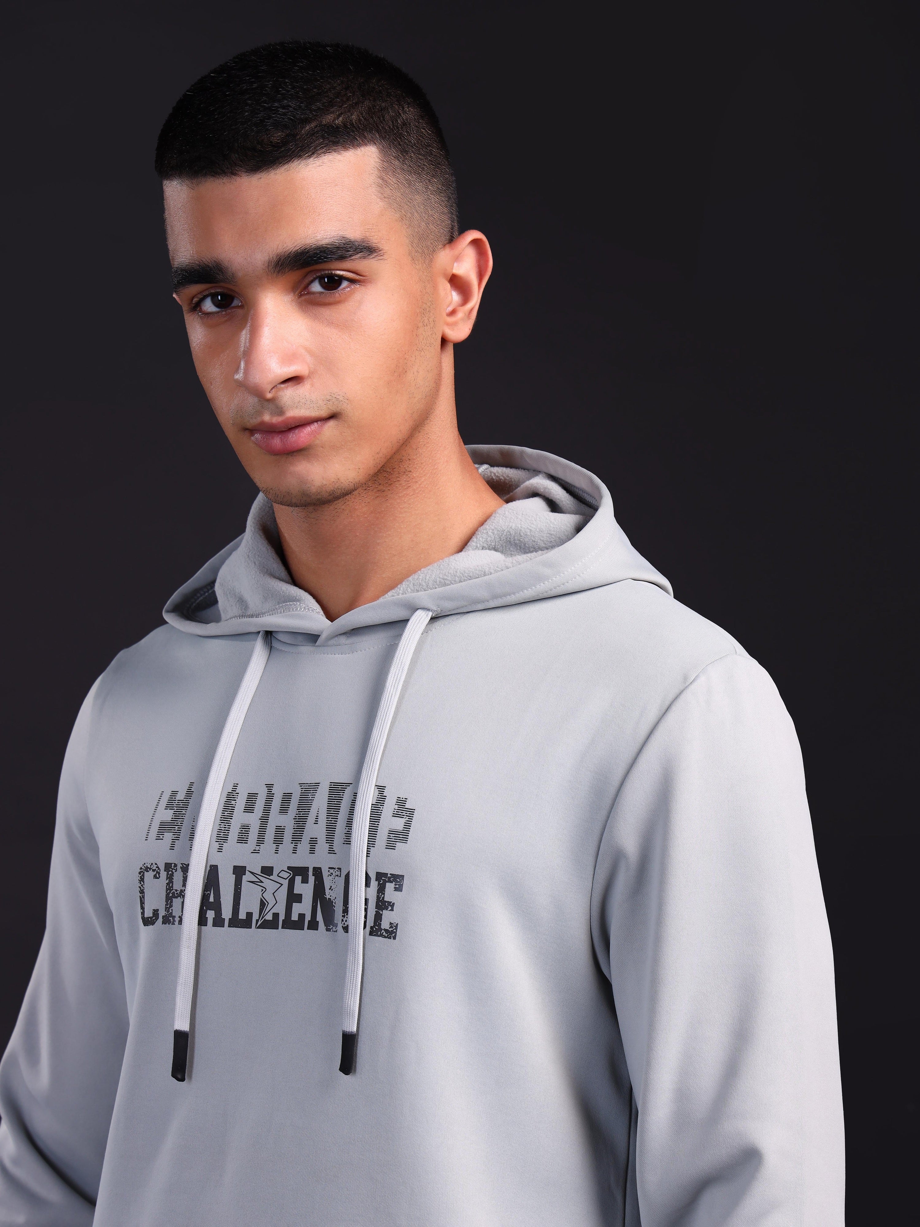 Men Printed Slim Fit Hooded Sweatshirt with TECHNOWARM+ - Image 5