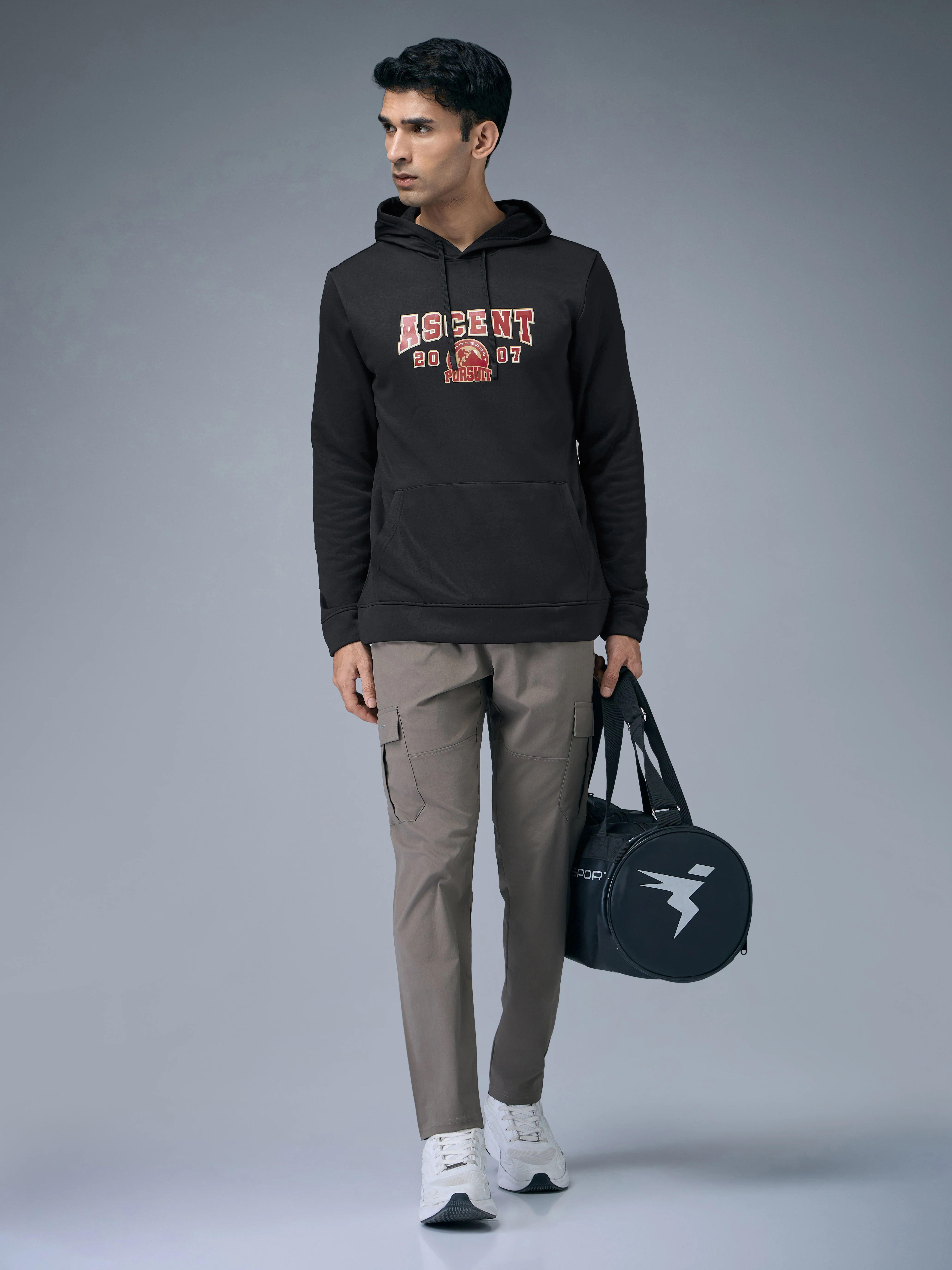 Men Printed Slim Fit Hooded Sweatshirt with TECHNOWARM+ - Image 6