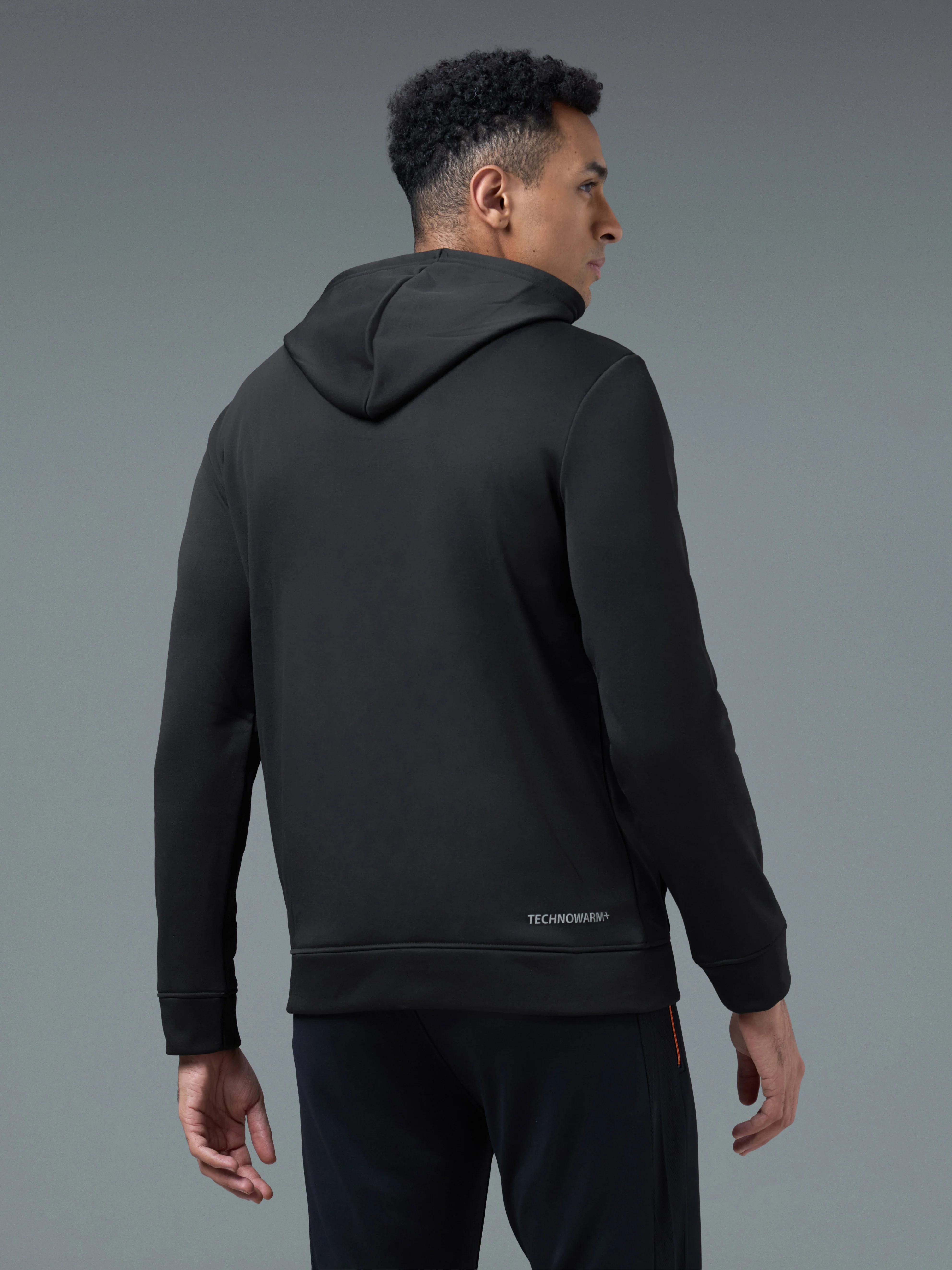 Men Printed Slim Fit Hooded Sweatshirt with TECHNOWARM+ - Image 3