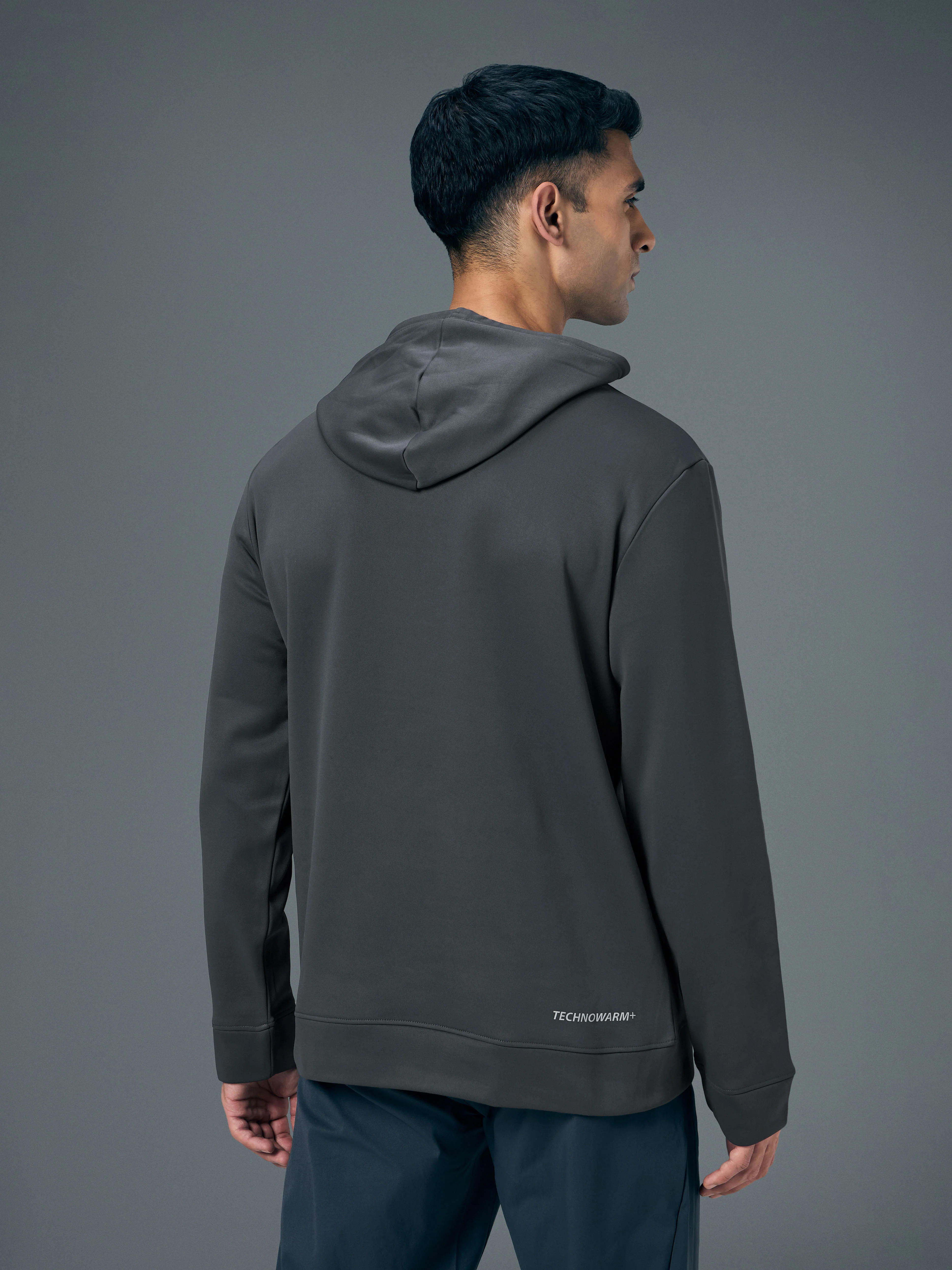Men Printed Slim Fit Hooded Sweatshirt with TECHNOWARM+ - Image 2