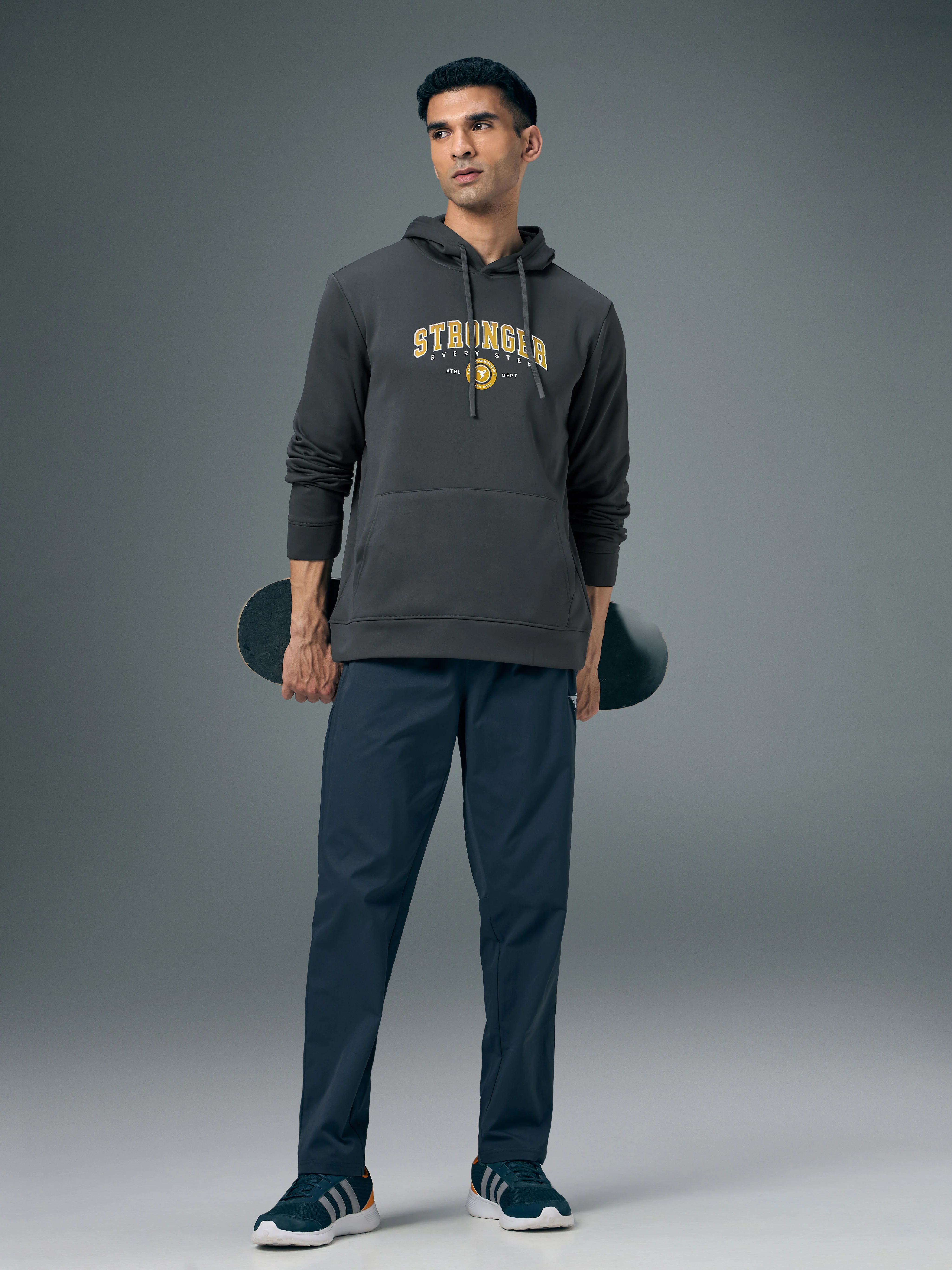Men Printed Slim Fit Hooded Sweatshirt with TECHNOWARM+ - Image 5