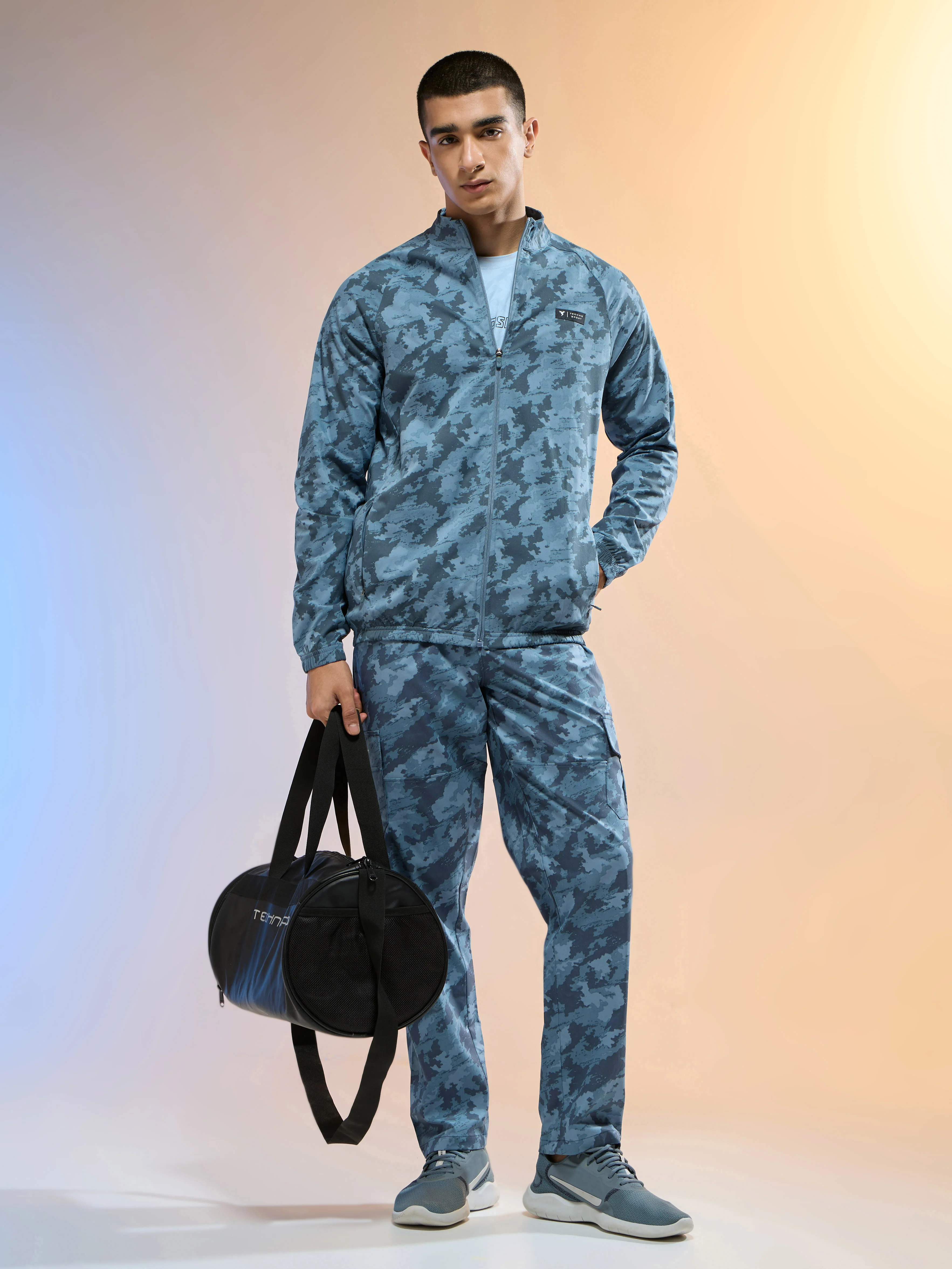 Men Printed Slim Fit Mock Neck Jacket with TS FLEXI - Image 4