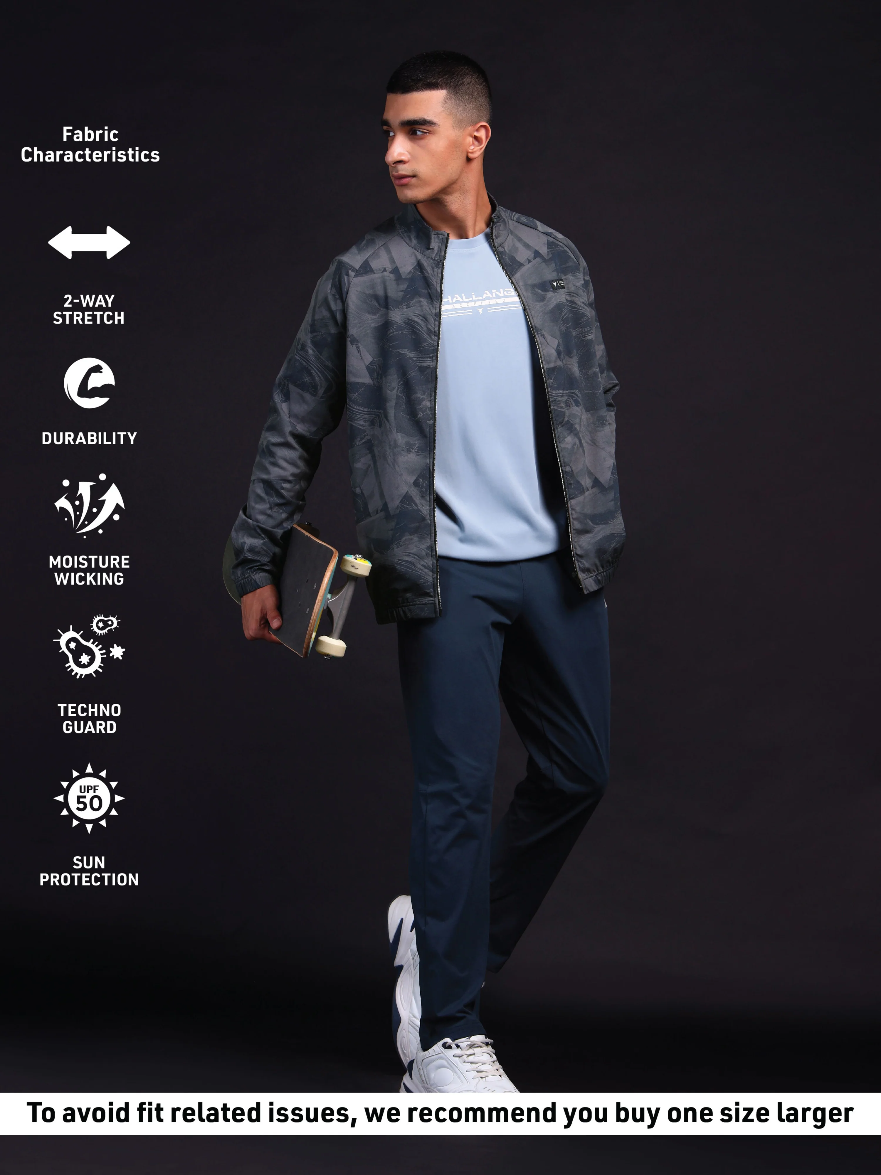 Men Printed Slim Fit Mock Neck Jacket with TS FLEXI - Image 4