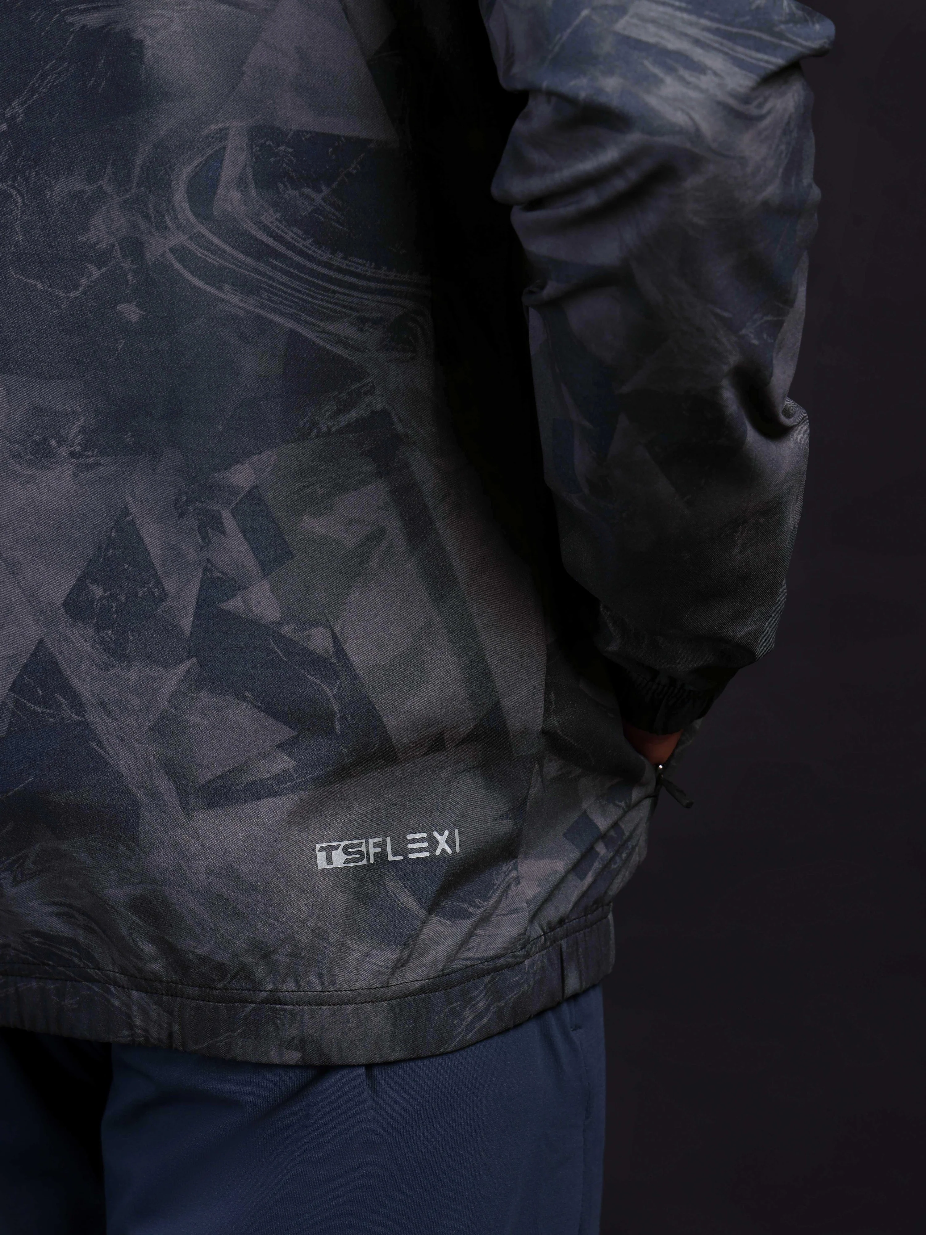 Men Printed Slim Fit Mock Neck Jacket with TS FLEXI - Image 7