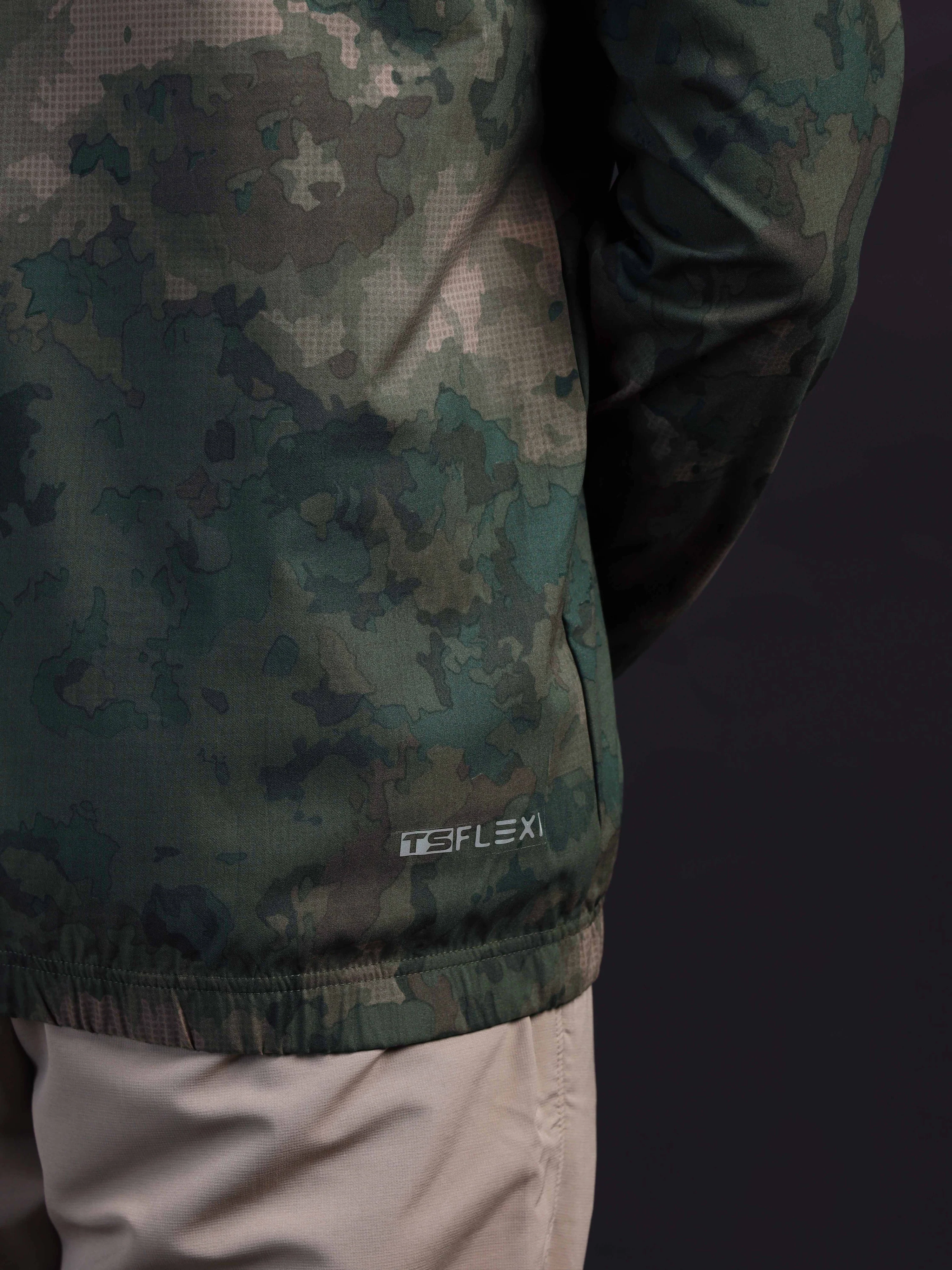 Men Printed Slim Fit Mock Neck Jacket with TS FLEXI - Image 7