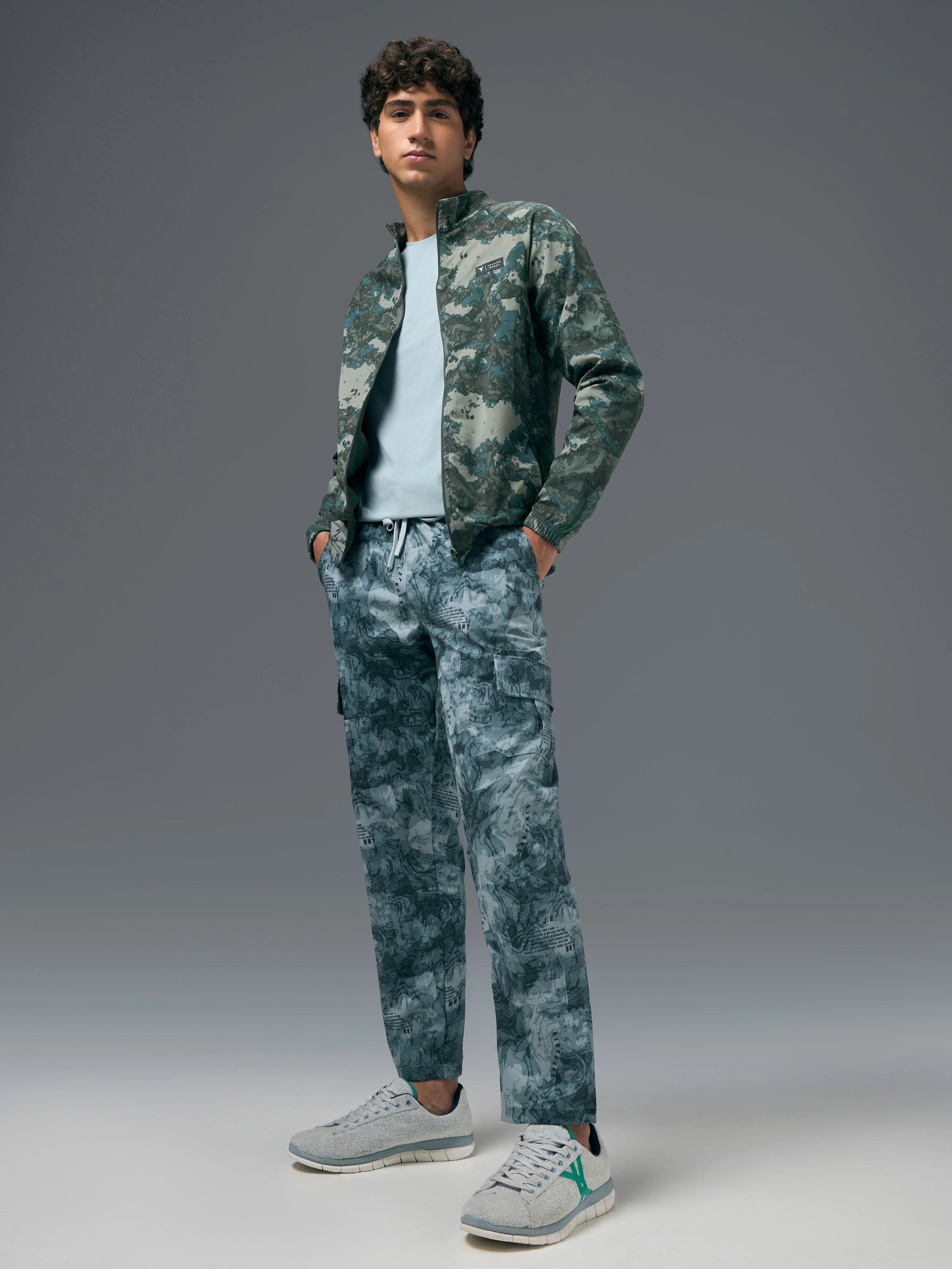 Men Printed Slim Fit Mock Neck Jacket with TS FLEXI - Image 4