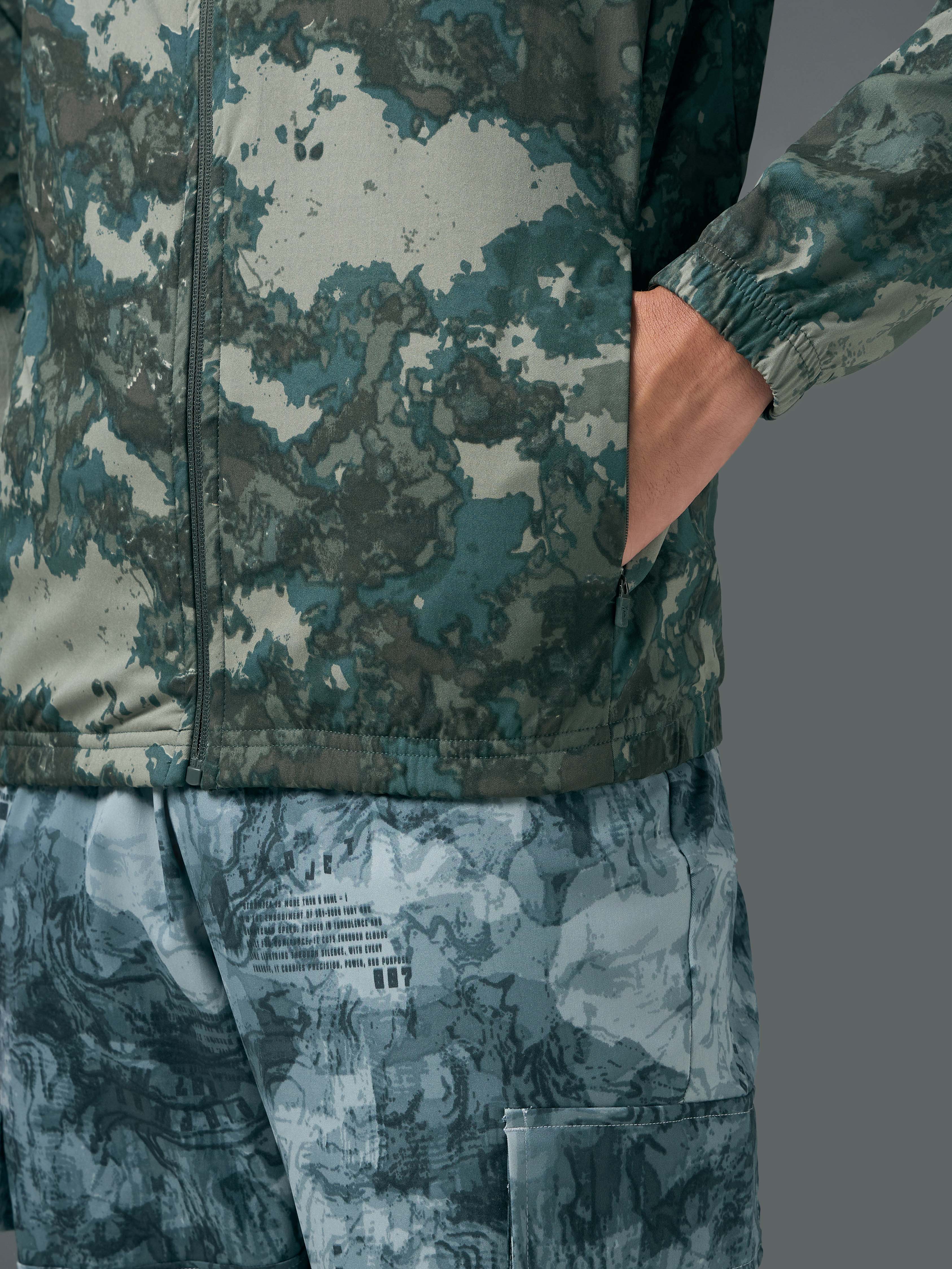 Men Printed Slim Fit Mock Neck Jacket with TS FLEXI - Image 7