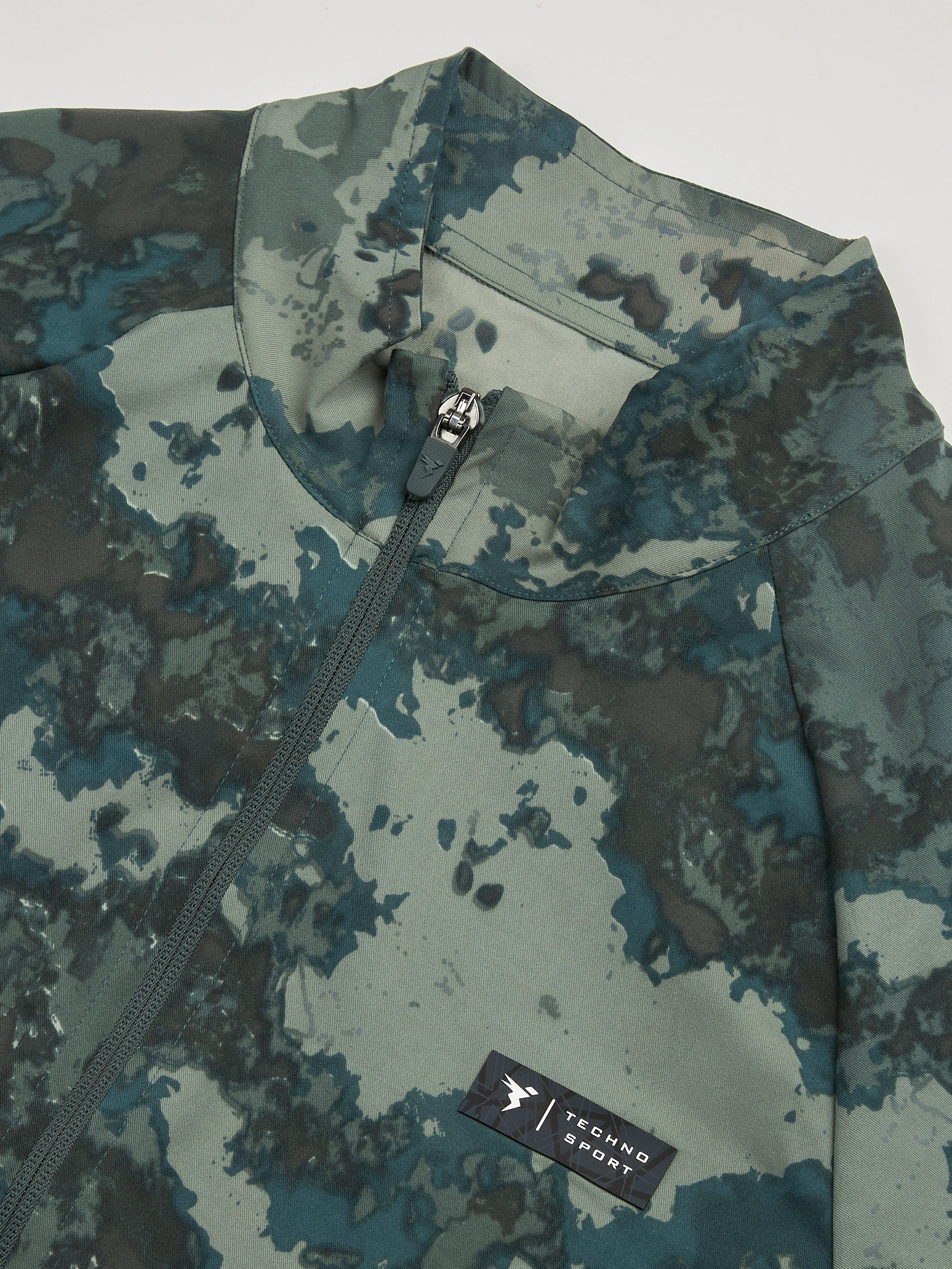 Men Printed Slim Fit Mock Neck Jacket with TS FLEXI - Image 8