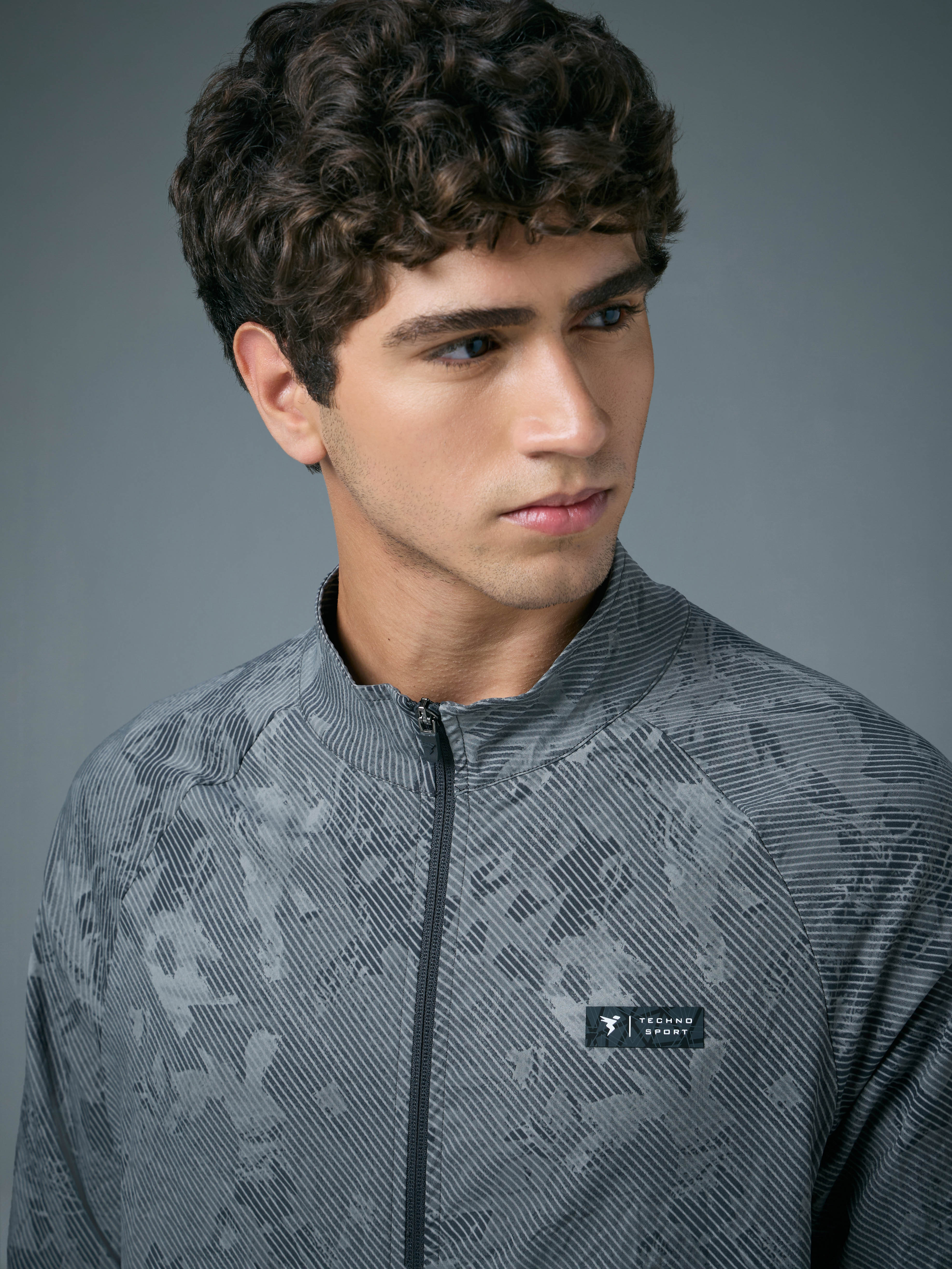 Men Printed Slim Fit Mock Neck Jacket with TS FLEXI - Image 6
