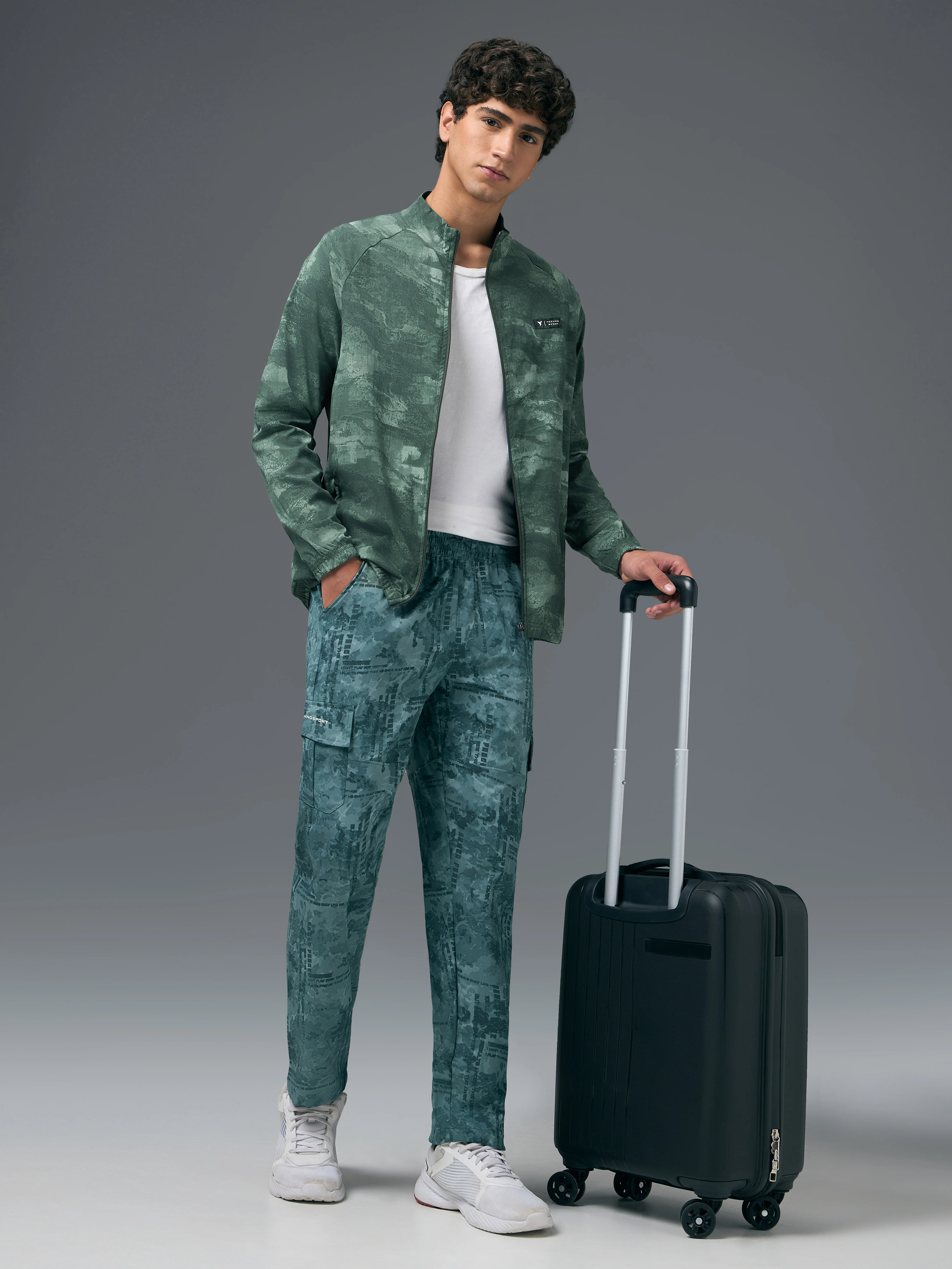 Men Printed Slim Fit Mock Neck Jacket with TS FLEXI - Image 5